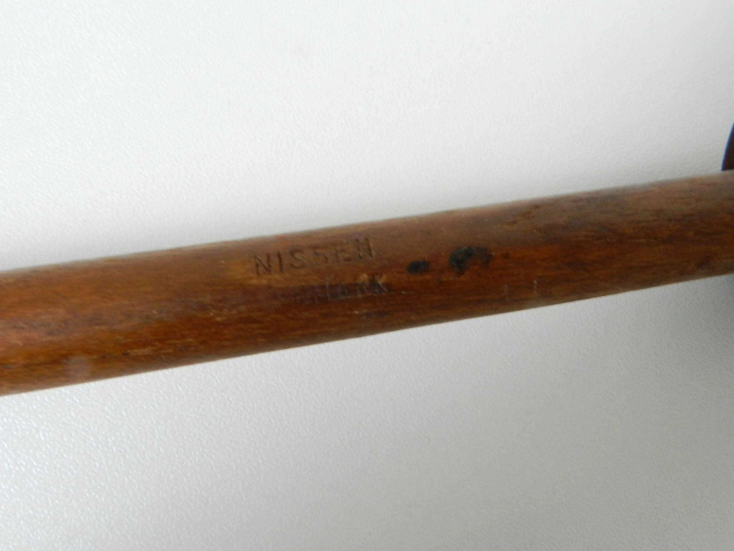 Pair of solid teak salad serving utensils by Nissen.  Denmark, 1960s.