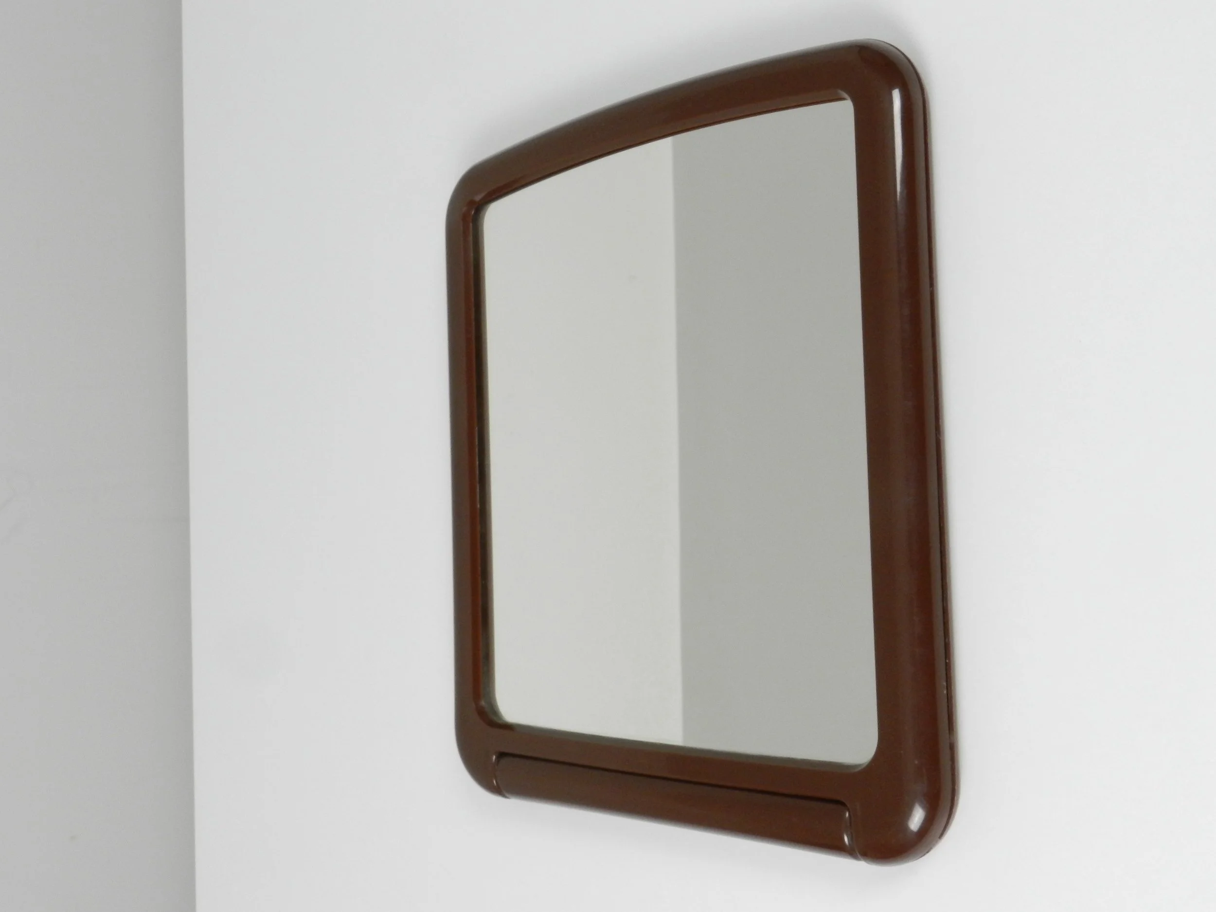 Space age plastic table top mirror by Finnmirror. Can also be hung on