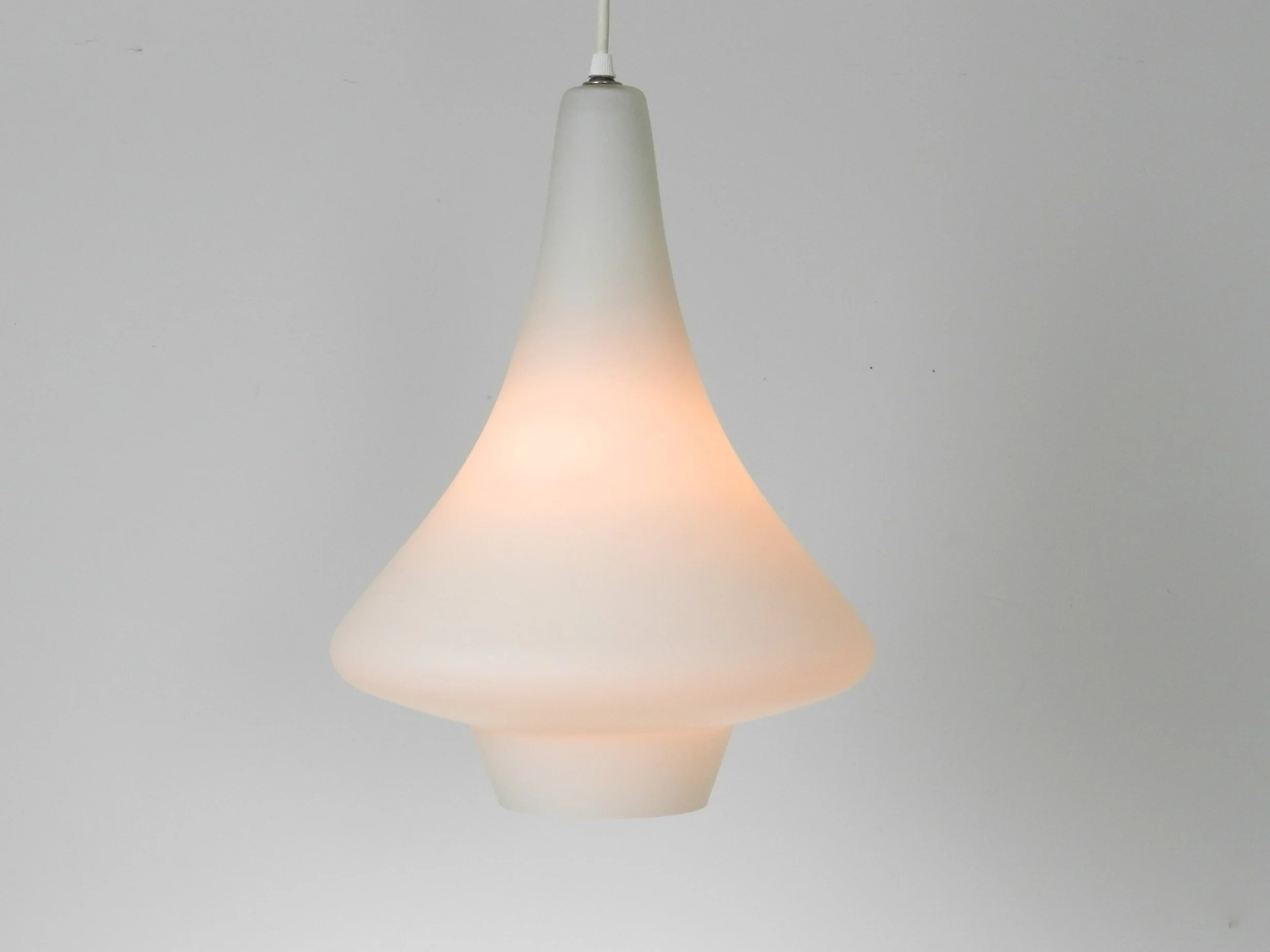 Large Scandinavian opaline glass pendant lamp.  Scandinavia, 1960s.