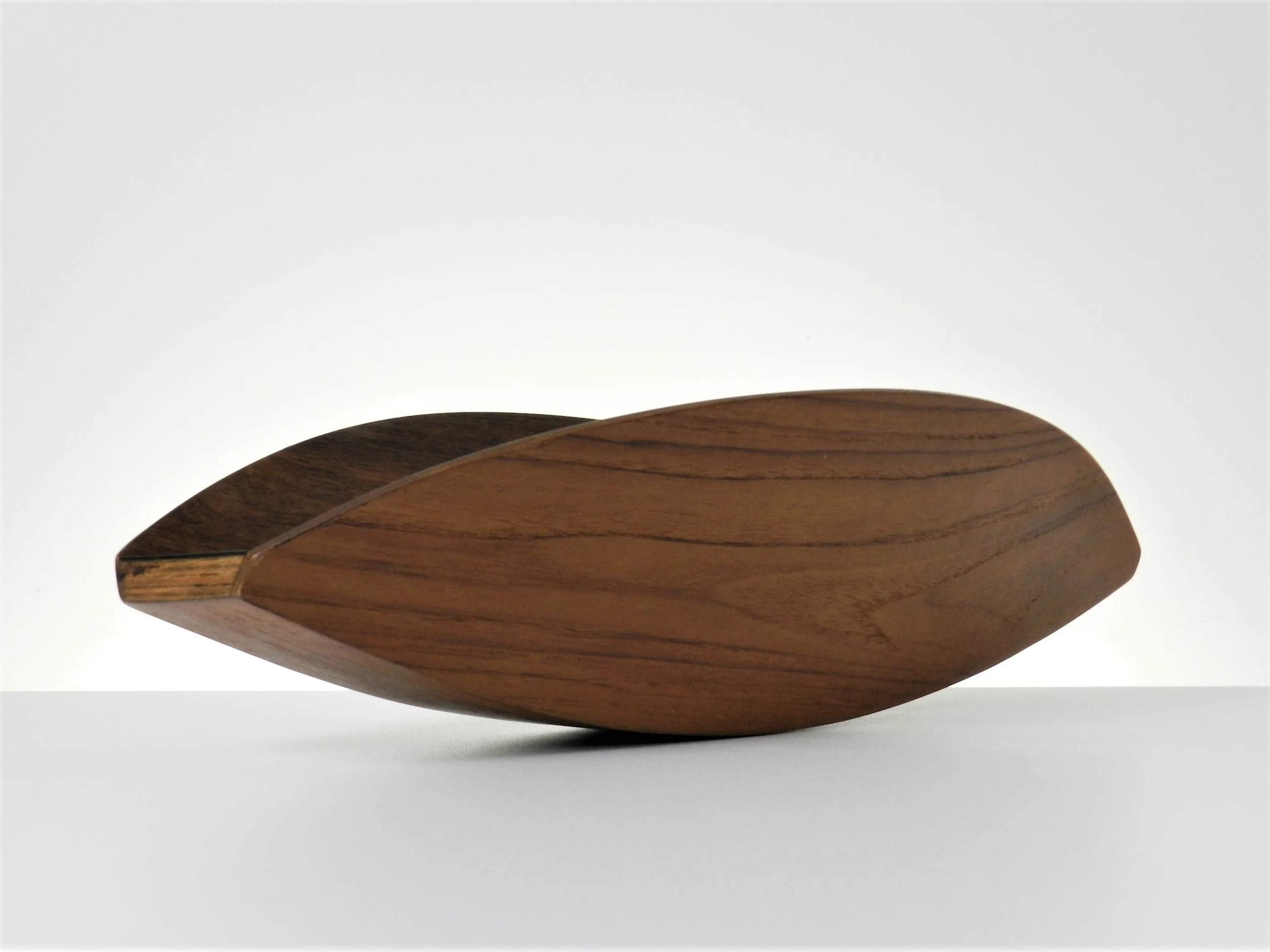Sculptural teak and laminate bowl. Designer unknown.  Denmark, 1960s.