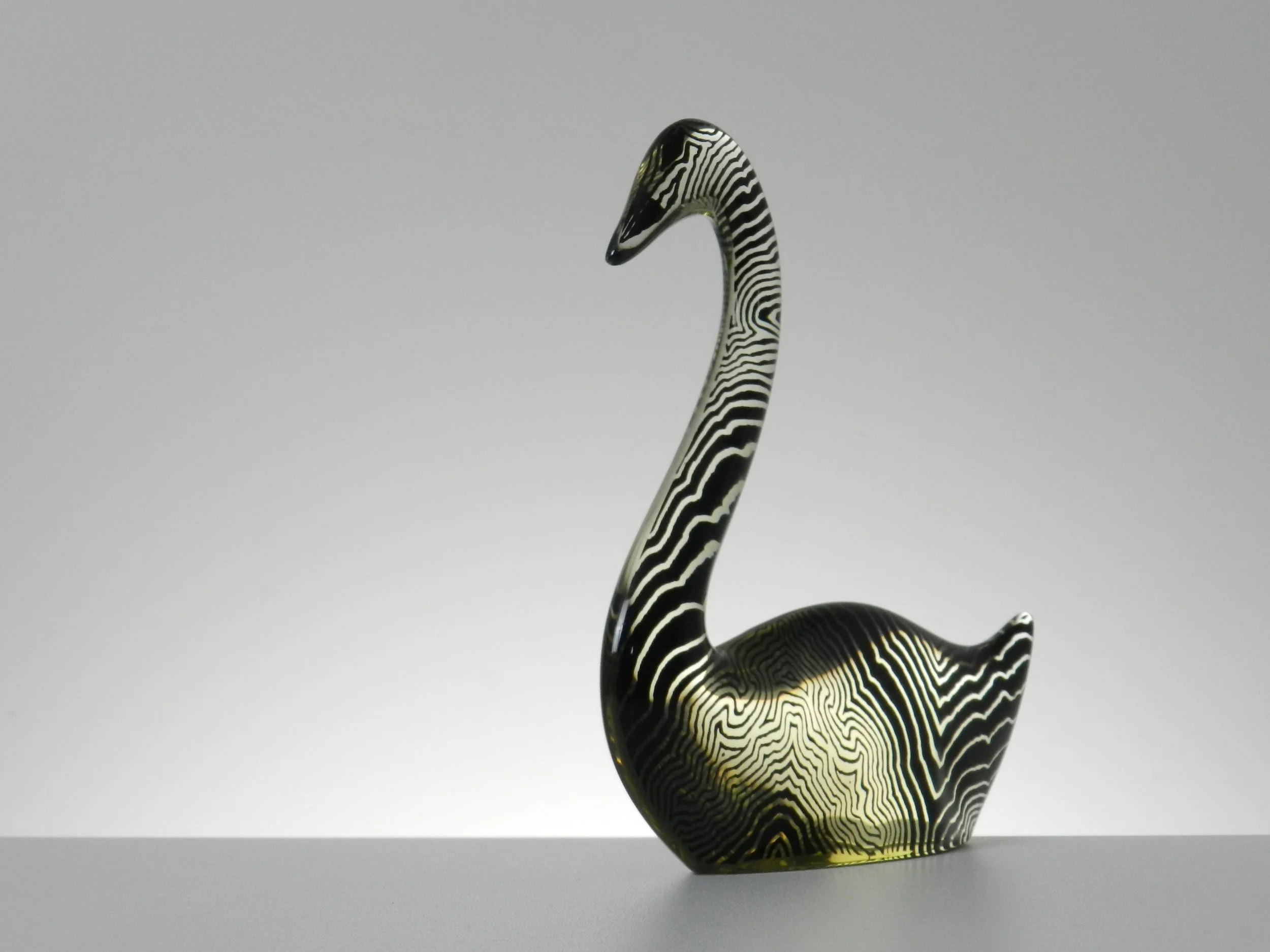 Lucite swan figure designed by Abraham Palatnik.  Brazil, 1970s.