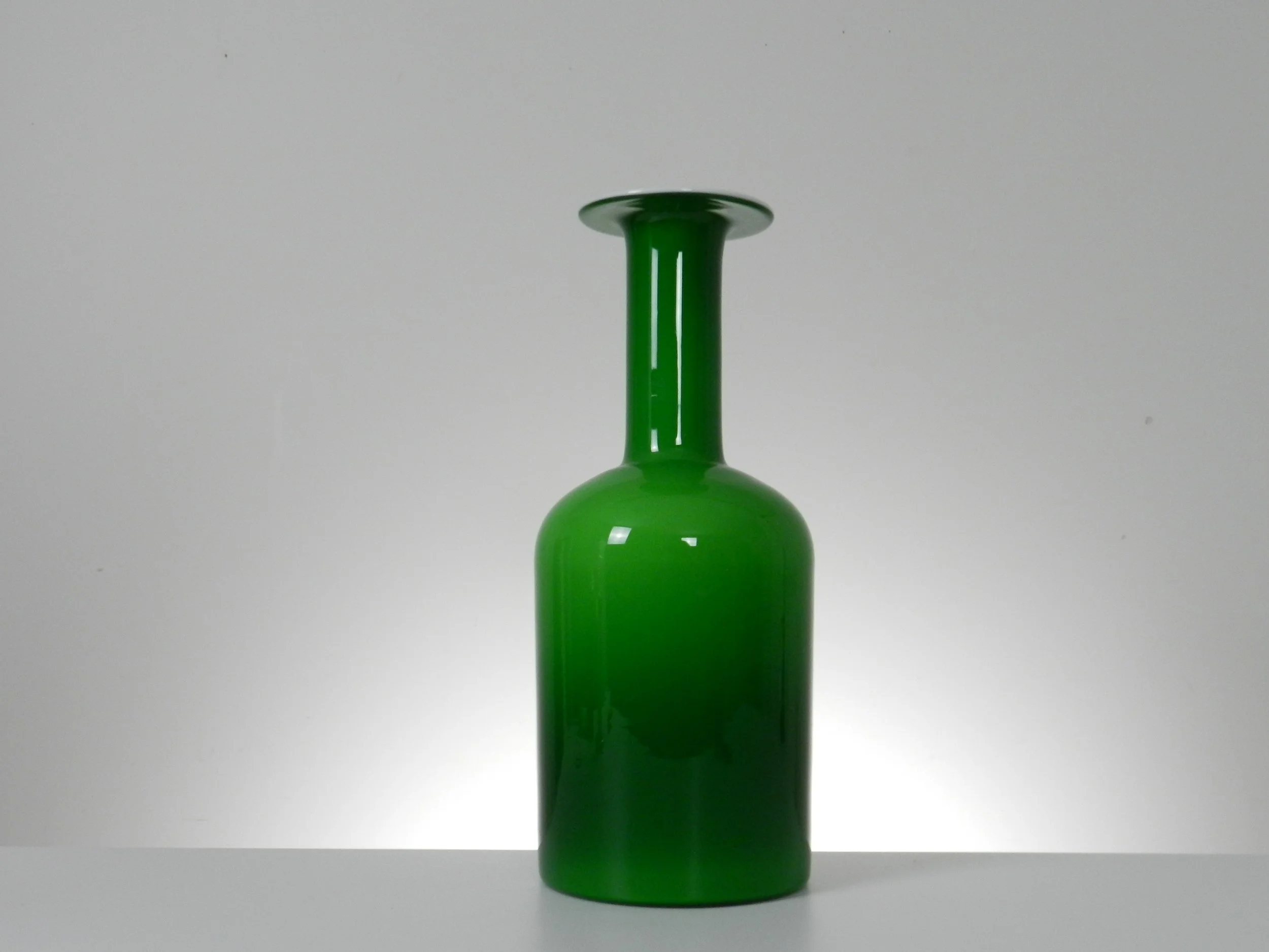 Cased glass Gulvase designed by Otto Brauer for Holmegaard.  Denmark, 1960s.  17” high x 6.5” diameter.