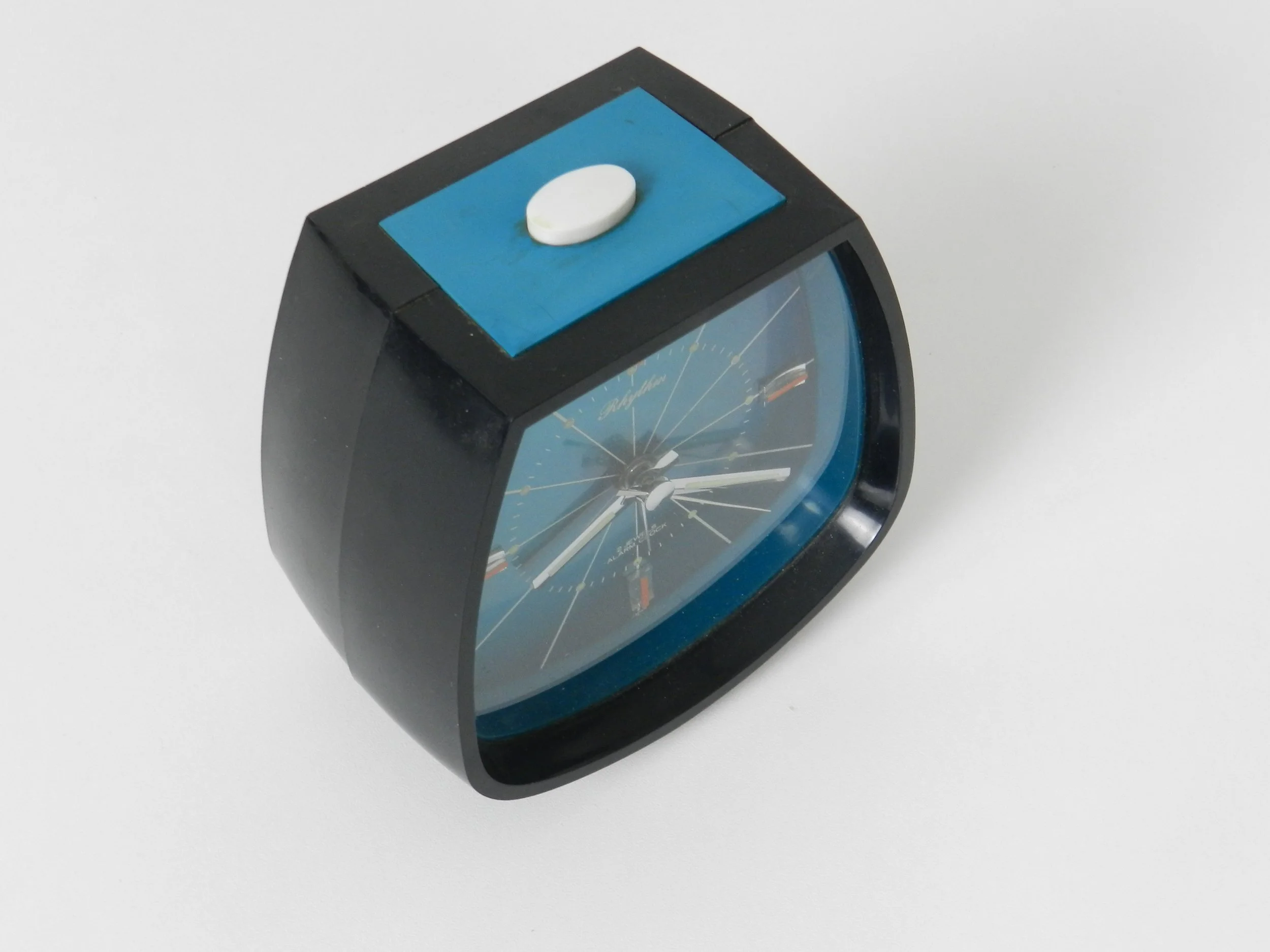 Space age wind up alarm clock by Rhythm.  Japan, 1960s.