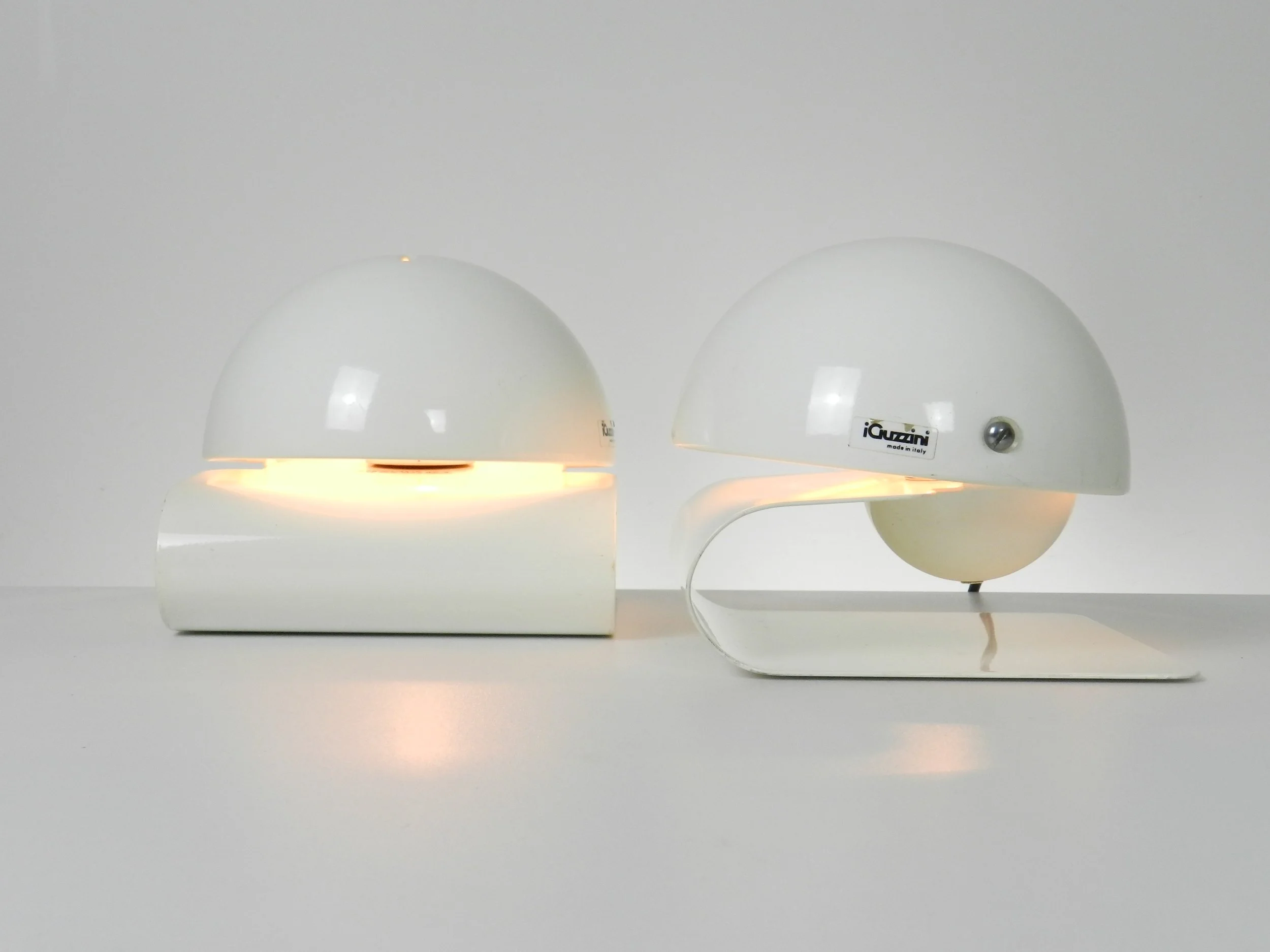 Pair of space age Bugia lamps designed by Giuseppe Cormio for Guzzini.  Italy, 1970s.