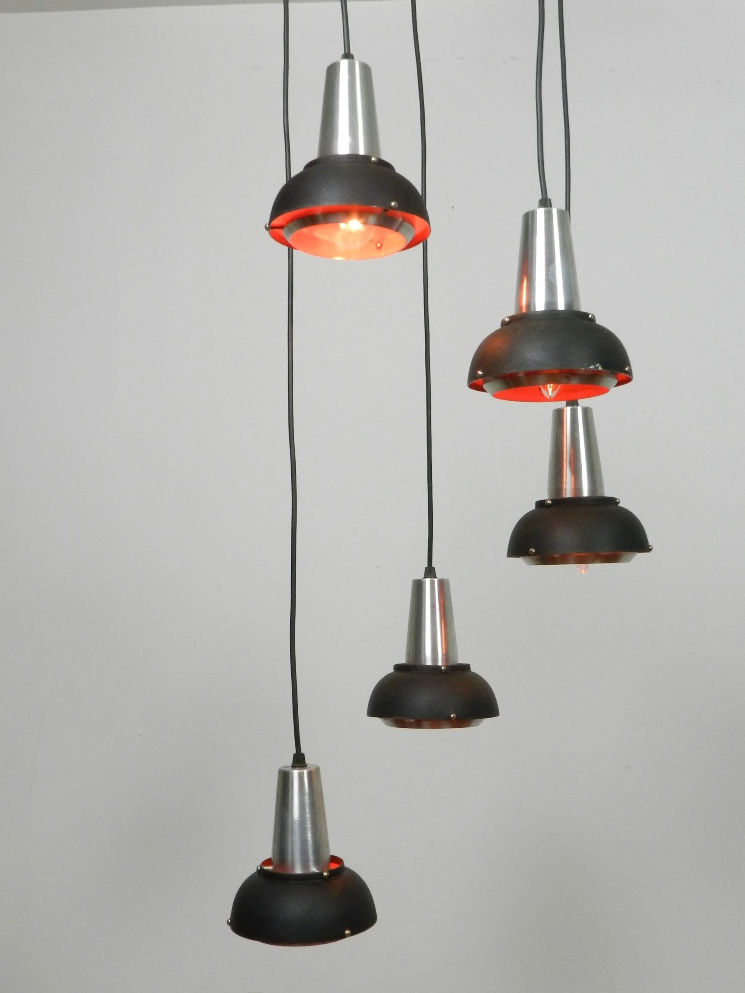 Mid century modern cascade chandelier by Lakro .  Netherlands, 1960s.