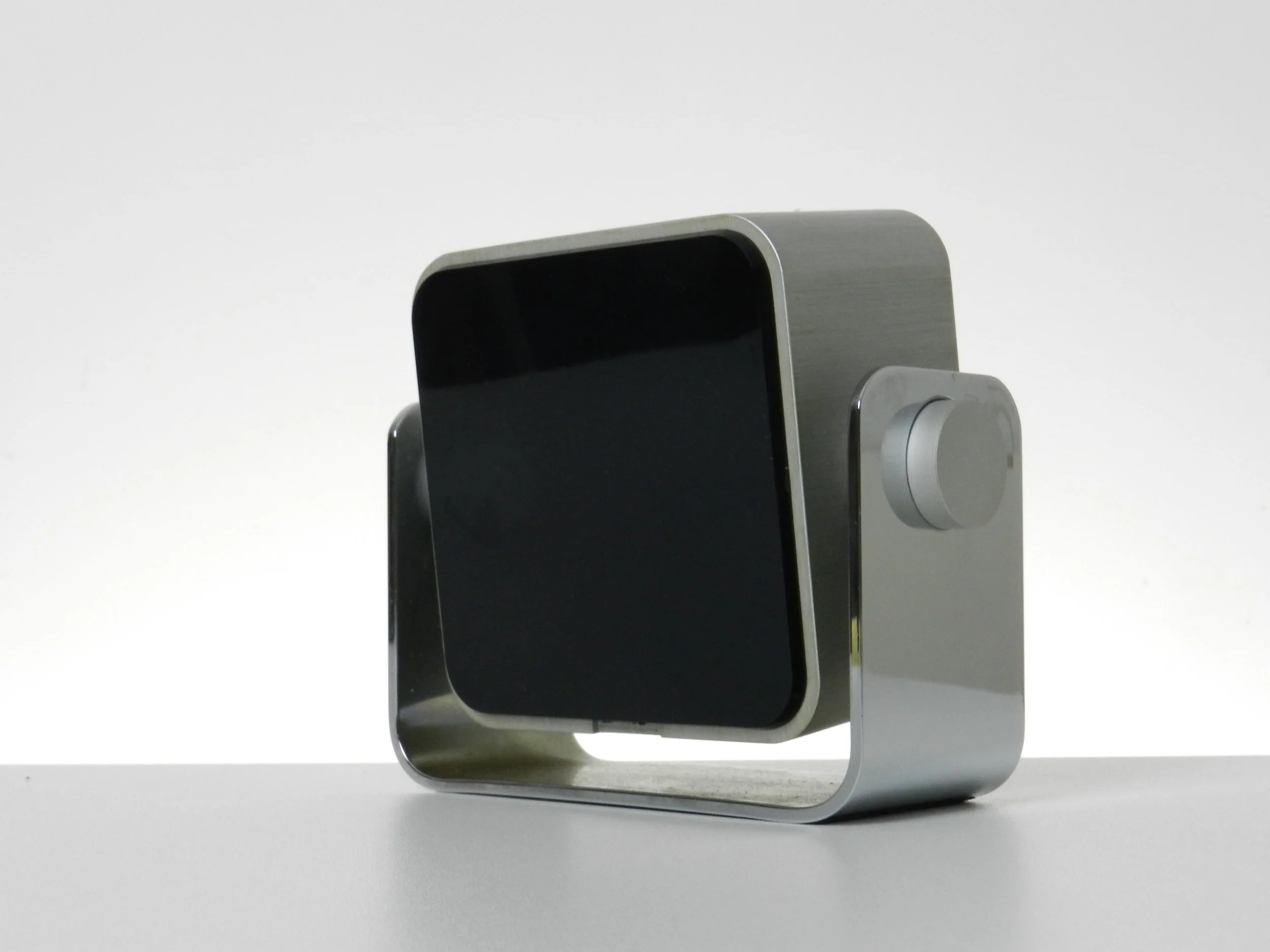 Modernist clock with steel case by AEG.  Germany, 1960s.