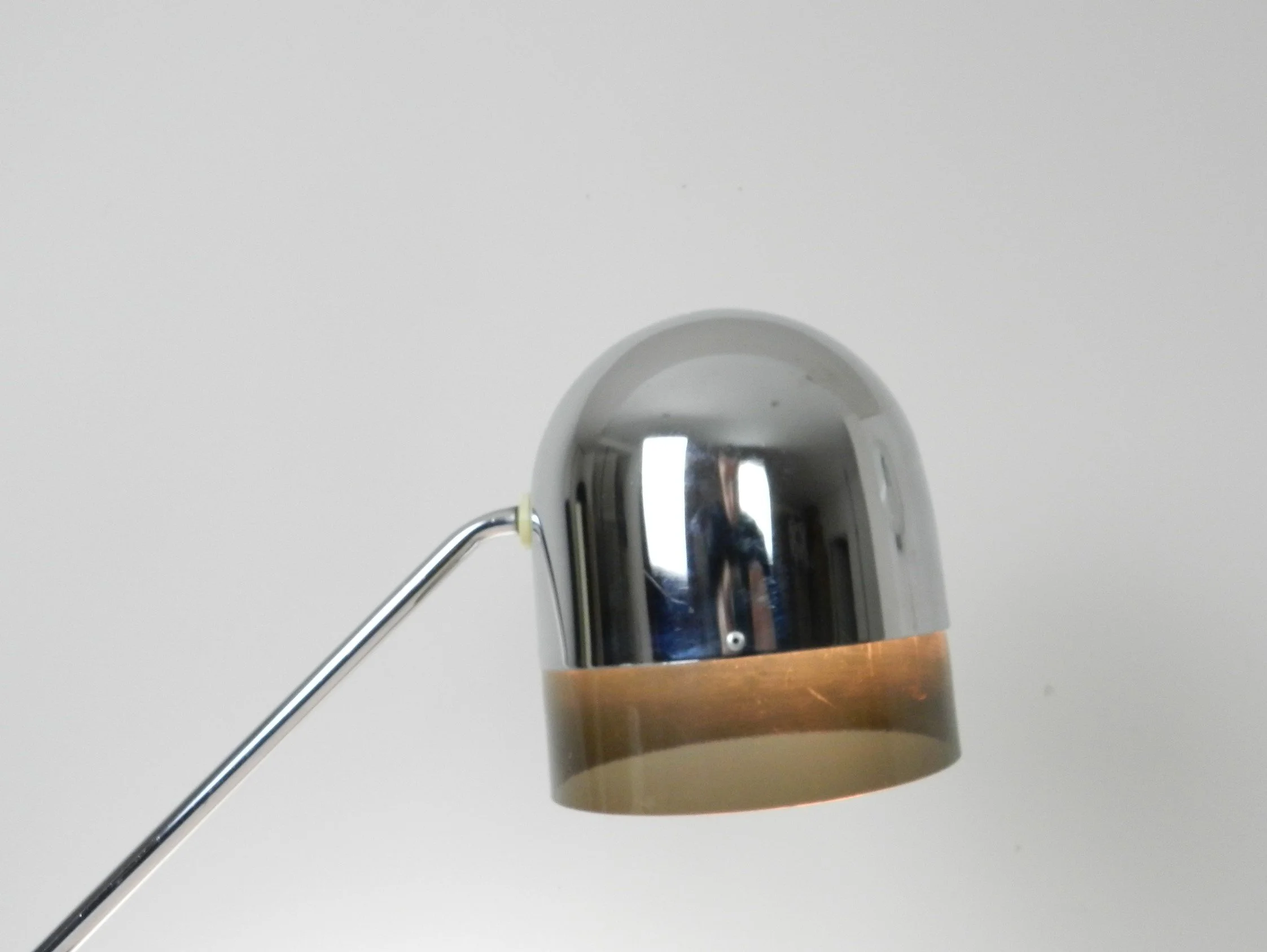 Space age desk lamp in chrome with acrylic diffuser.  circa 1970s.