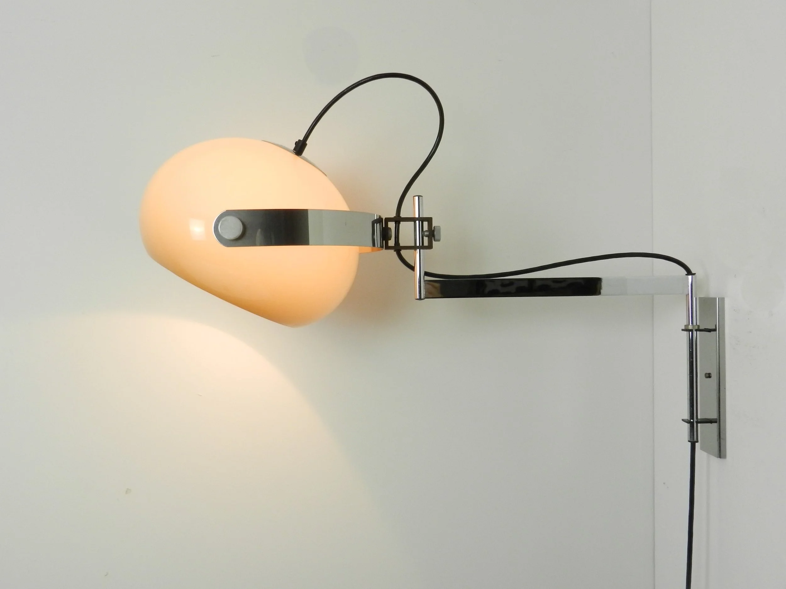 Space age articulating wall lamp by Dijkstra.  Netherlands, 1970s.