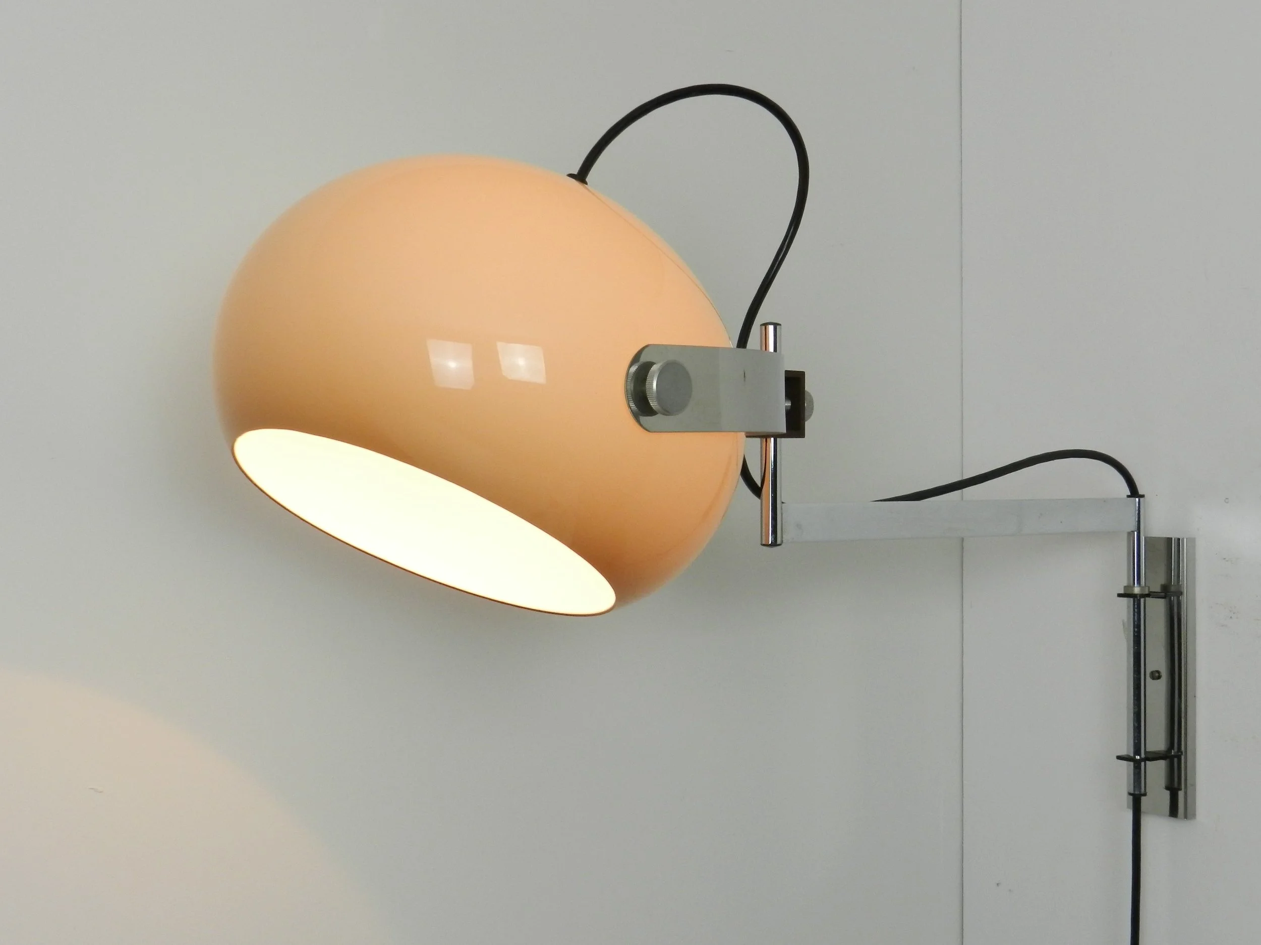 Space age articulating wall lamp by Dijkstra.  Netherlands, 1970s.