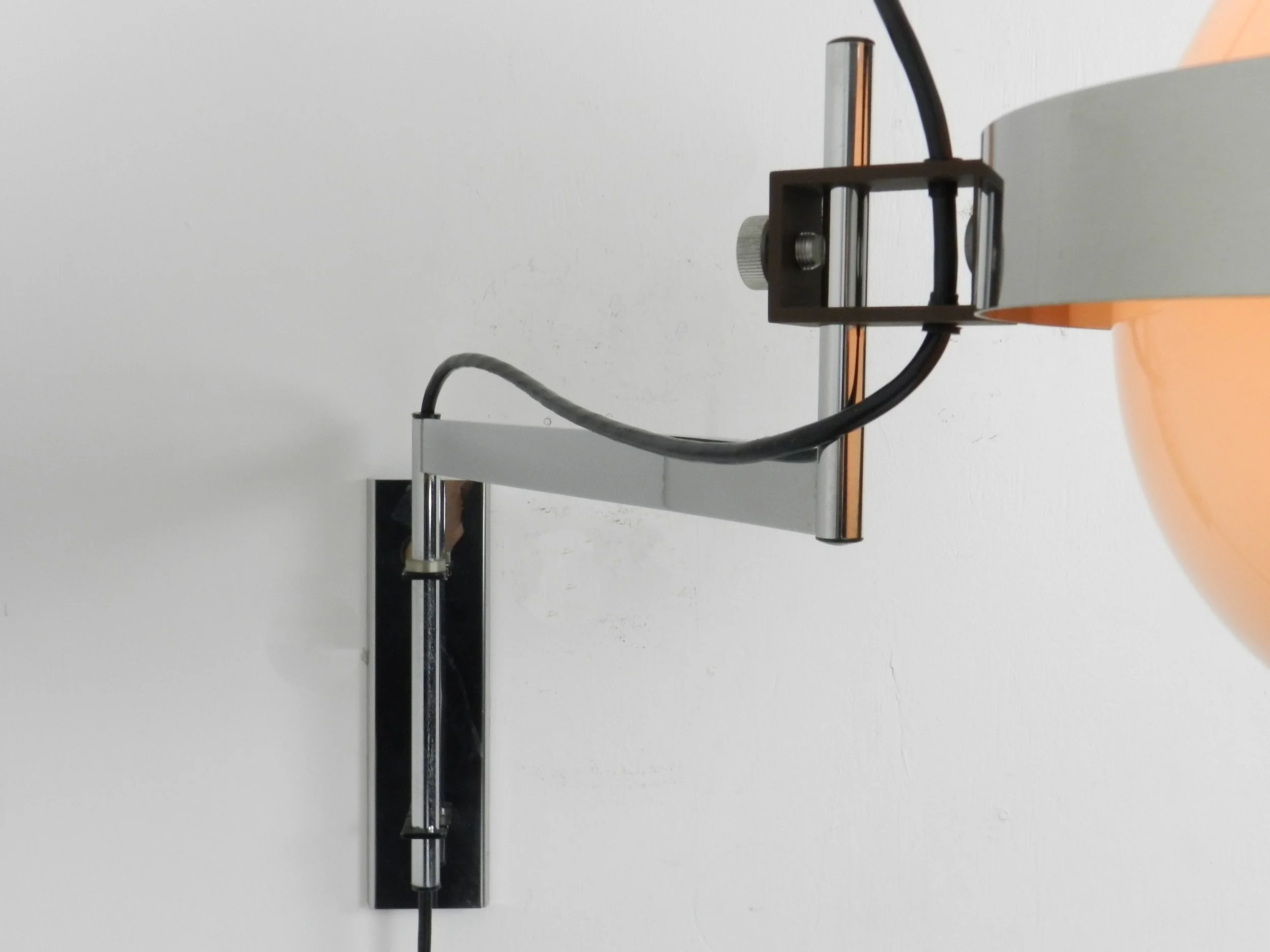 Space age articulating wall lamp by Dijkstra.  Netherlands, 1970s.