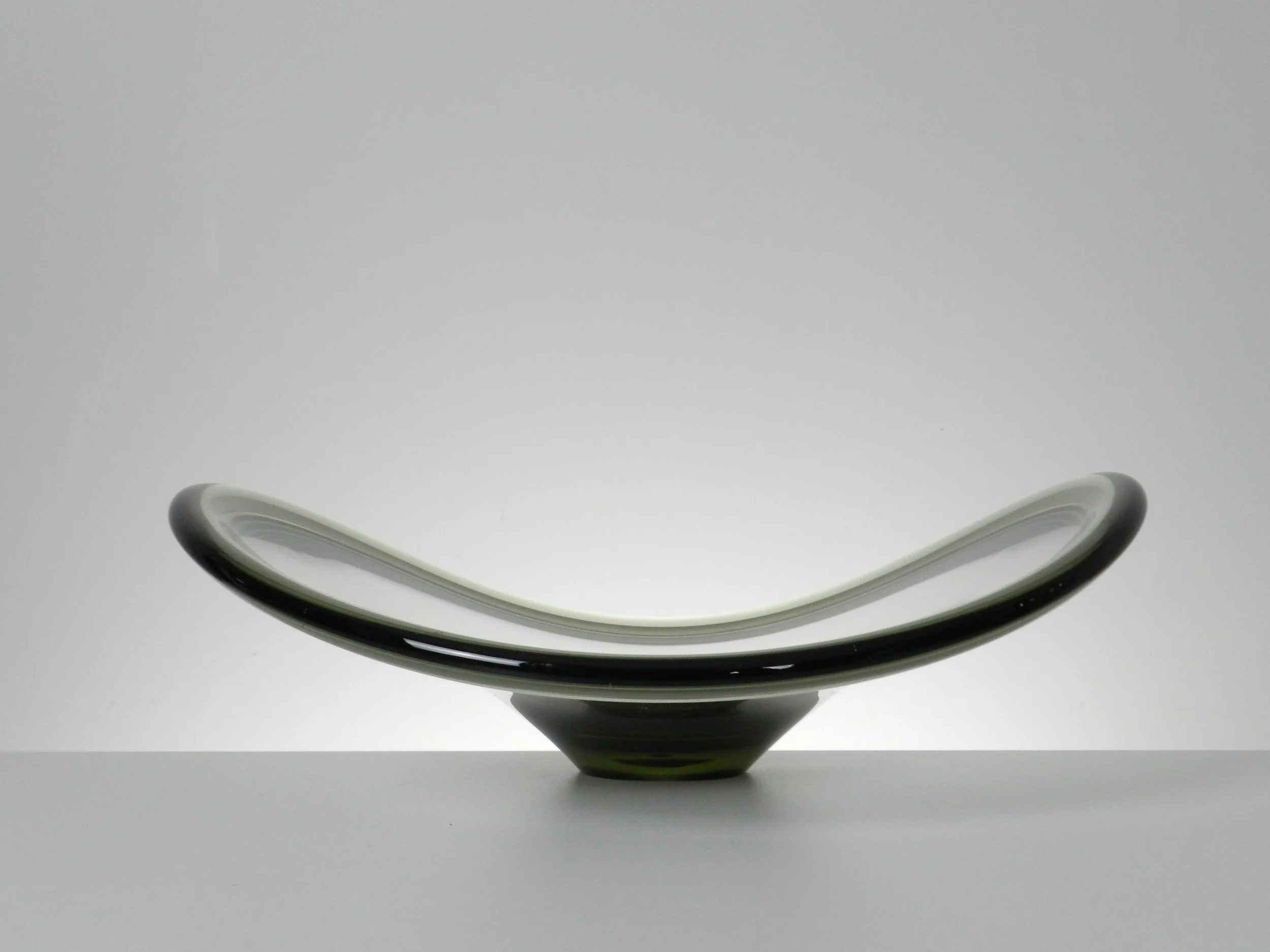 Large organic glass bowl designed by Per Lutken for Holmegaard.  Denmark, 1961.