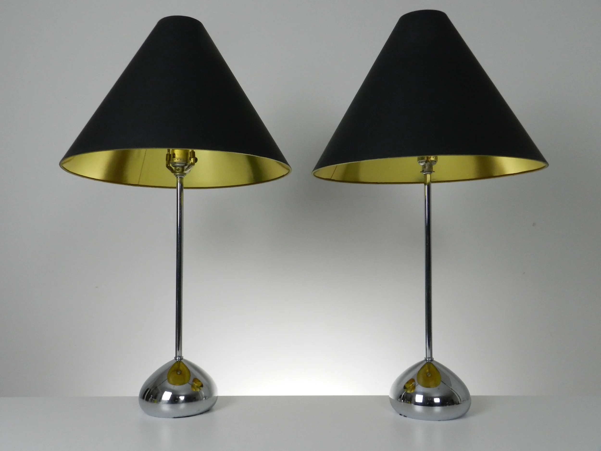 Pair of chrome lamps designed by Robert Sonneman.  USA, 1970s.