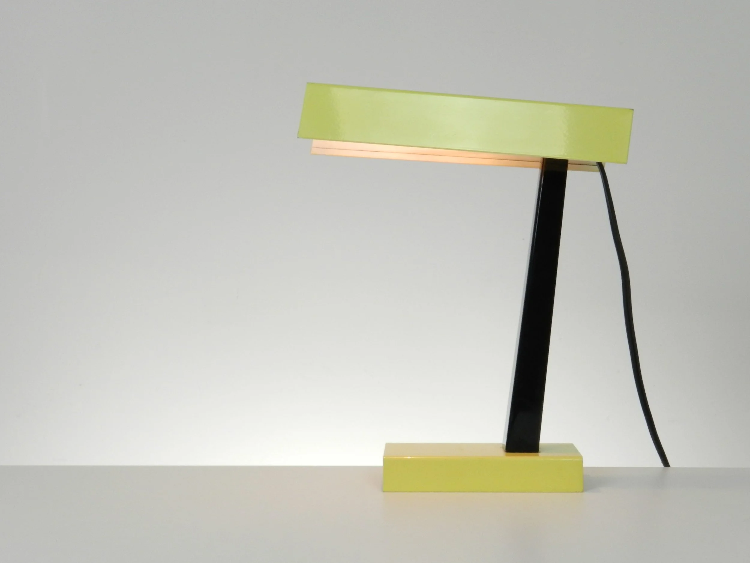 Modernist desk lamp in enameled metal by Hala Zeist.  Netherlands, 1970s.