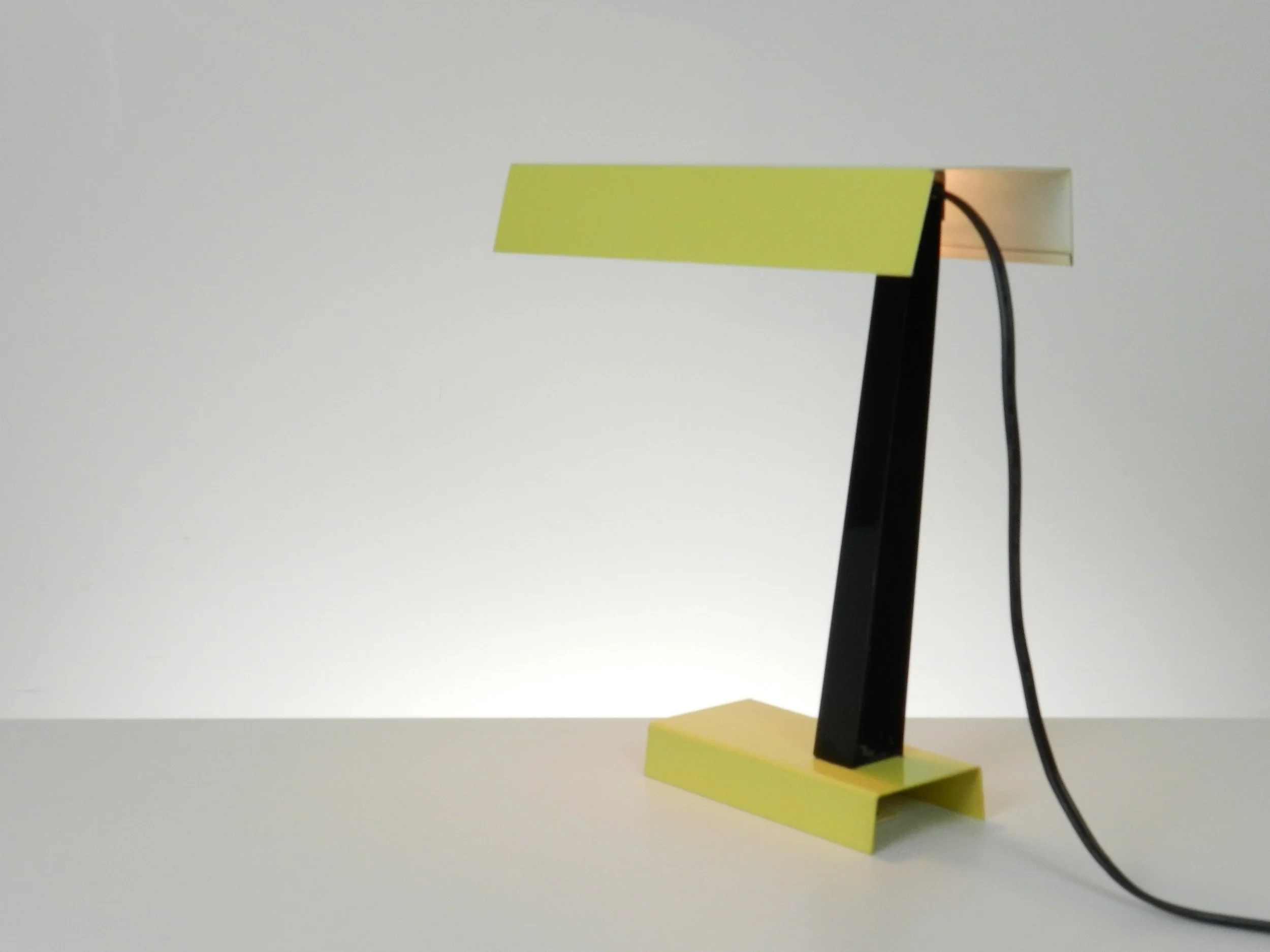 Modernist desk lamp in enameled metal by Hala Zeist.  Netherlands, 1970s.