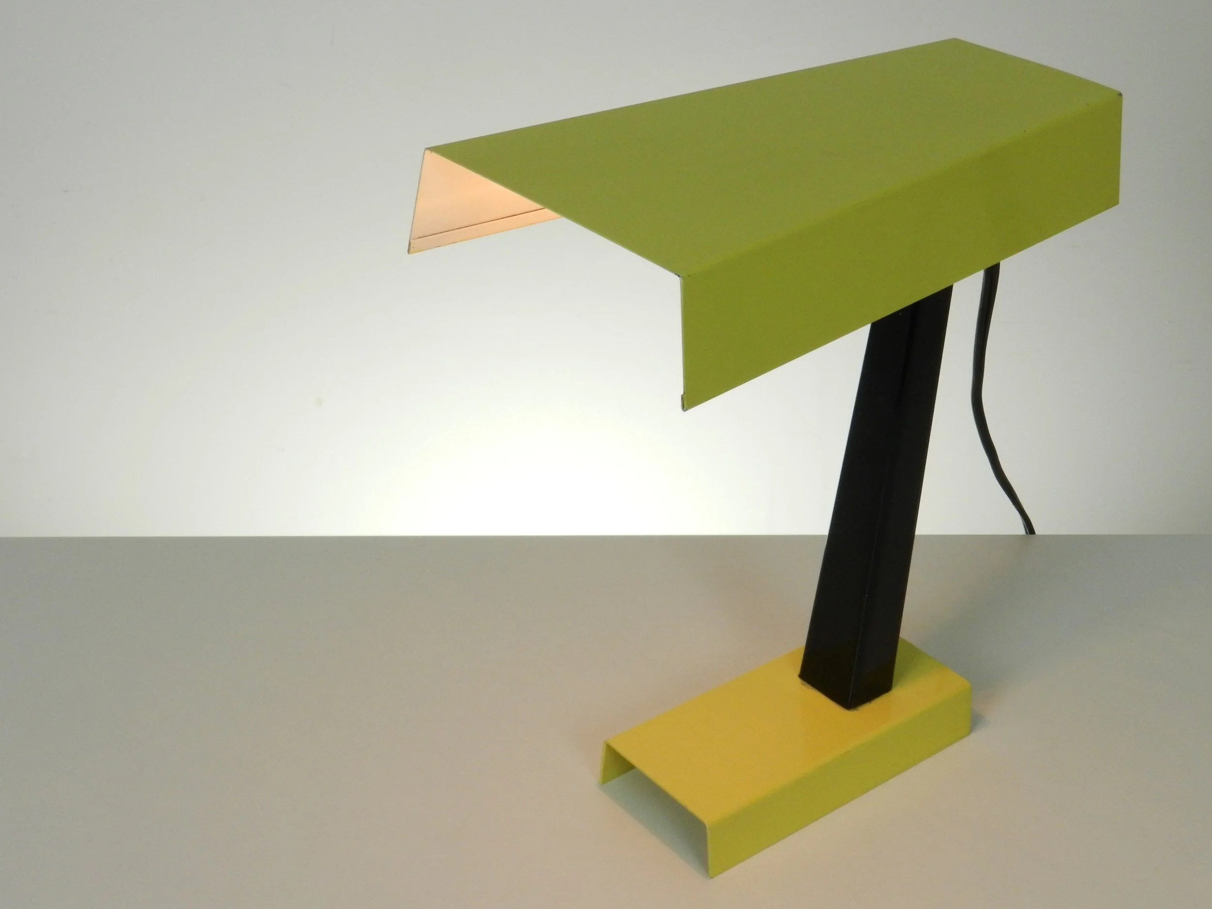 Modernist desk lamp in enameled metal by Hala Zeist.  Netherlands, 1970s.