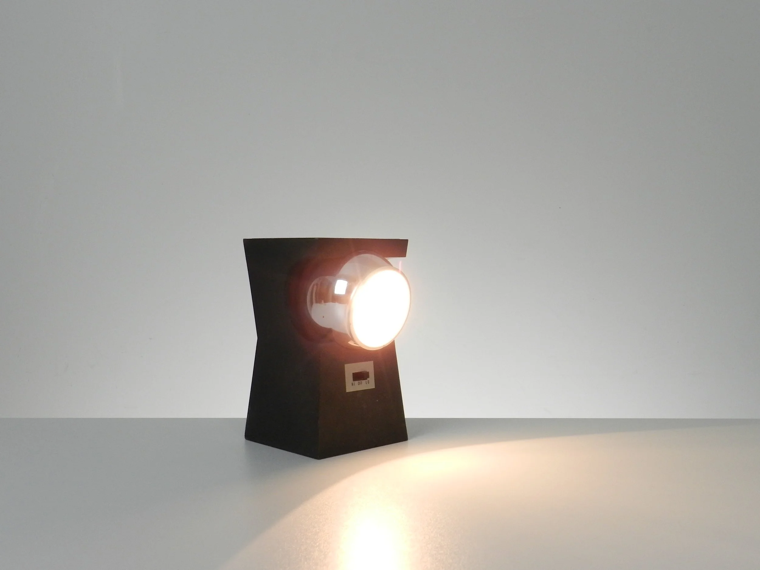 Space age eyeball lamp in plastic and chrome. Table top or wall mounted.  Japan, 1970s.