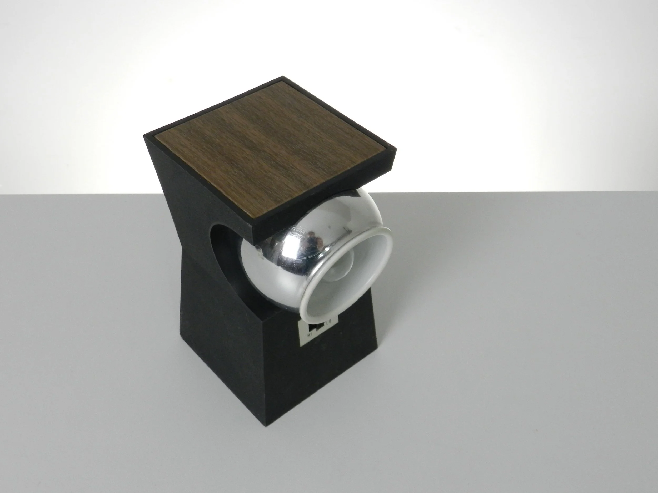 Space age eyeball lamp in plastic and chrome. Table top or wall mounted.  Japan, 1970s.