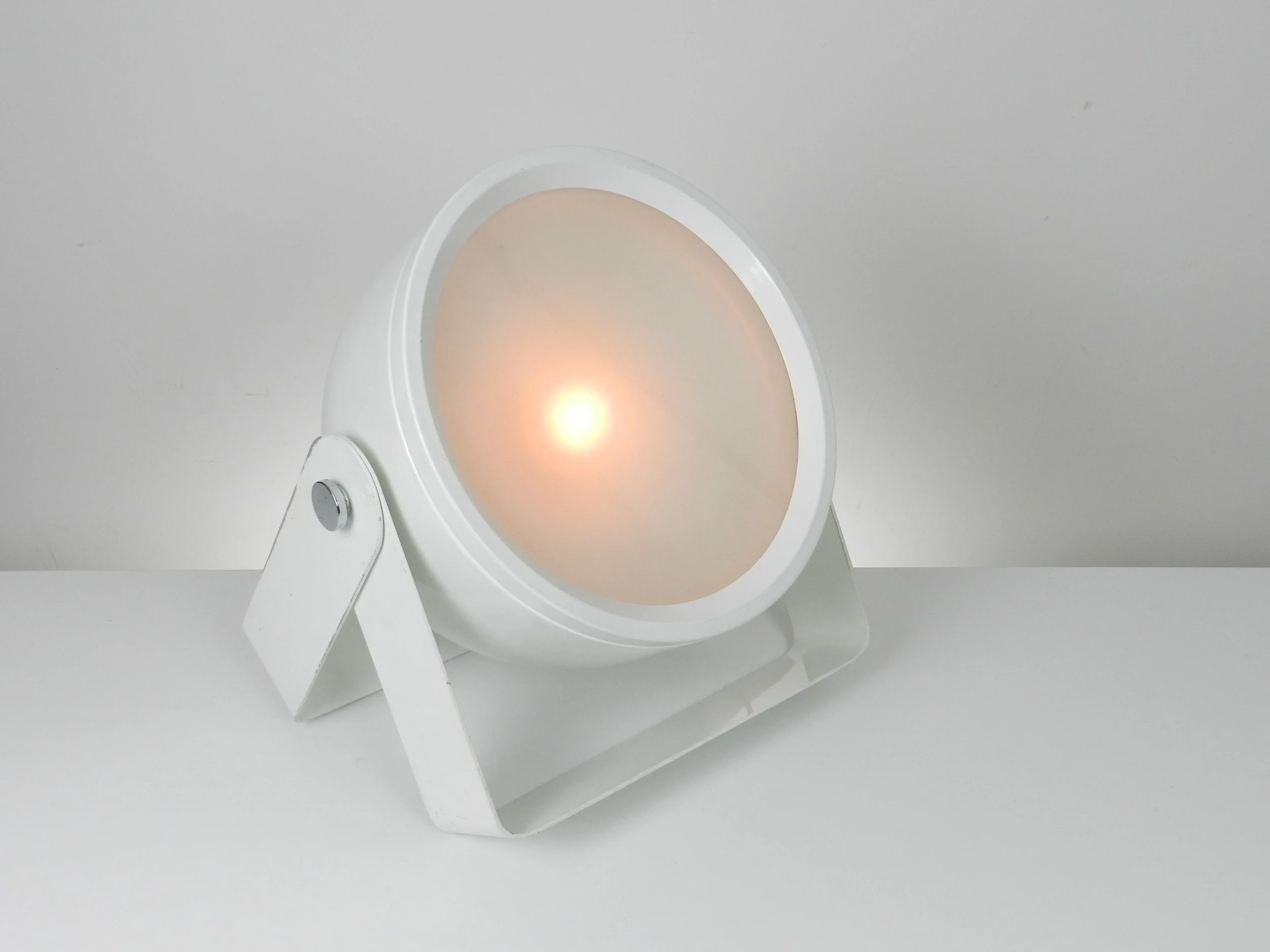 Rare large scale space age lamp by Targetti Sankey. Enameled metal and glass.  Italy, 1970s.