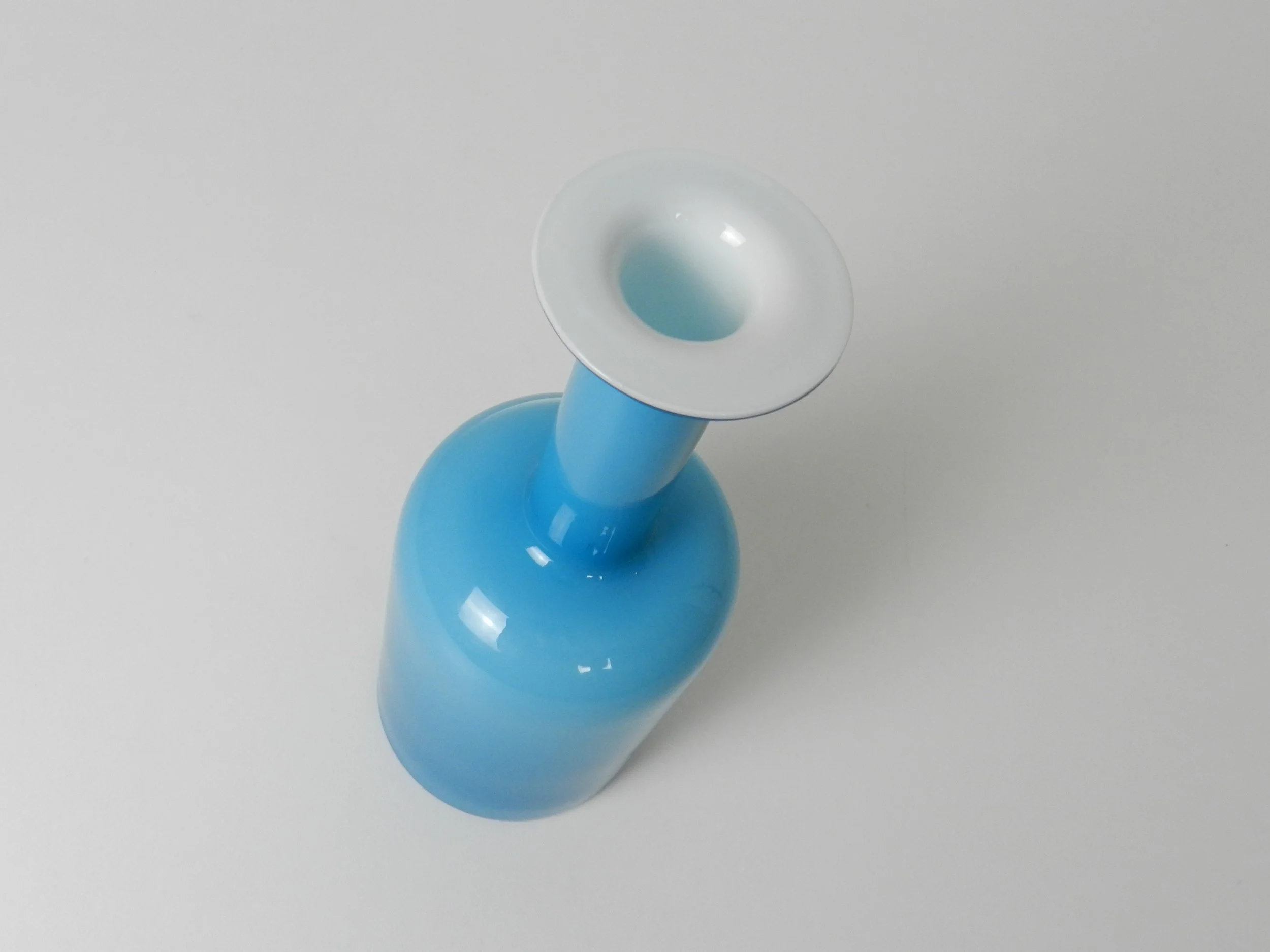 Blue cased glass ‘Gulvase’ designed by Otto Brauer for Holmegaard.  Denmark, 1960s.
