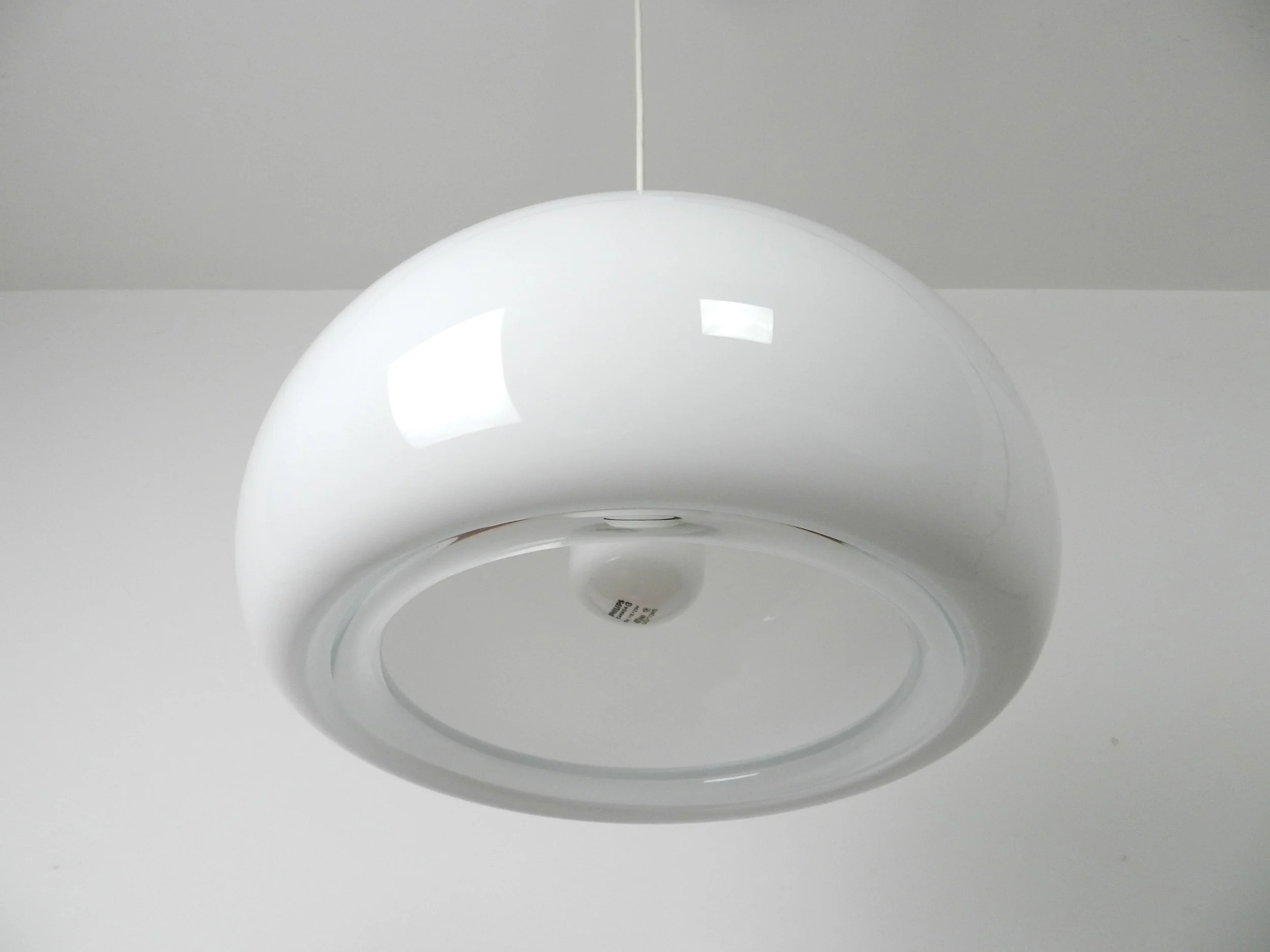 Glass “Sunset Mellem” pendant lamp designed by Per Lutken for Holmegaard.  Denmark, 1980s.