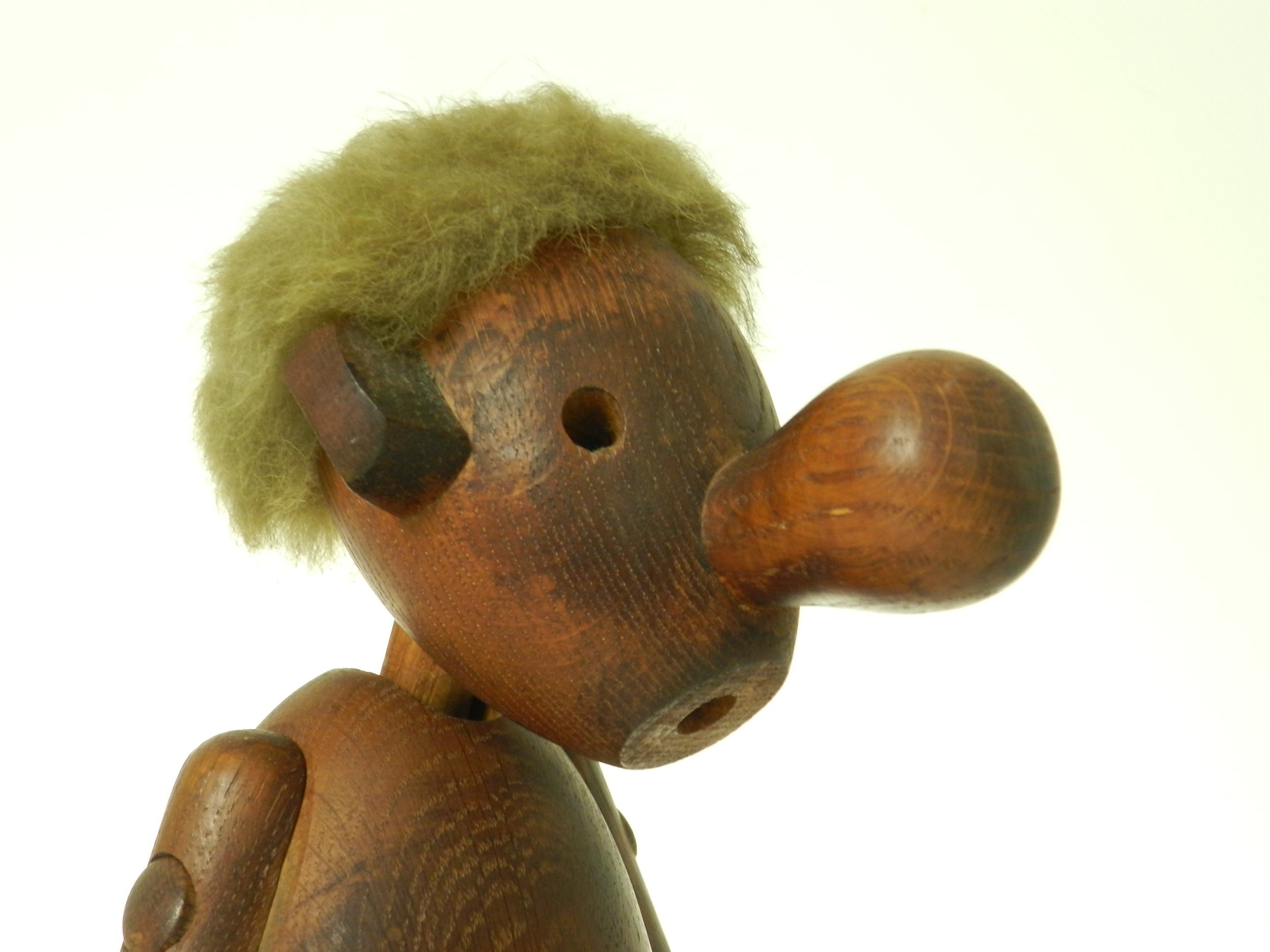 Large vintage “Strit” figure designed by Hans Bolling. In oak and teak.  Denmark, 1950s.
