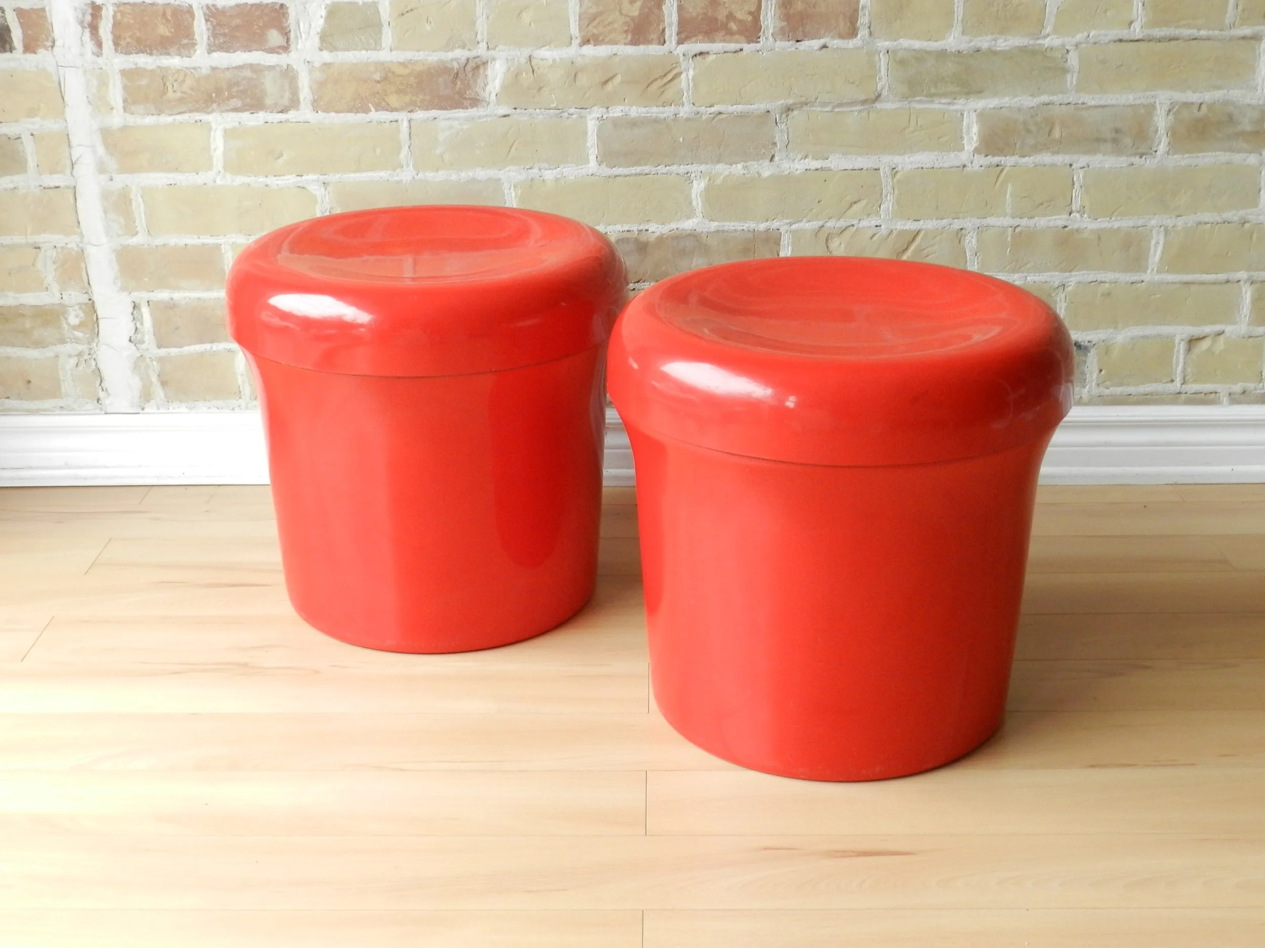Pair of space age fiberglass stools.  circa 1970s.