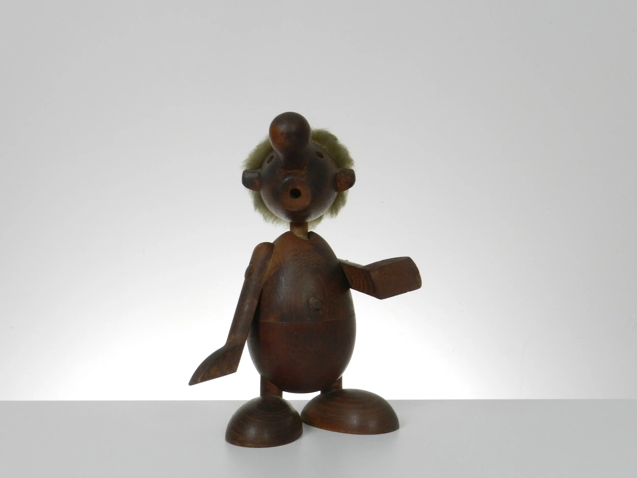 Large vintage “Strit” figure designed by Hans Bolling. In oak and teak.  Denmark, 1950s.