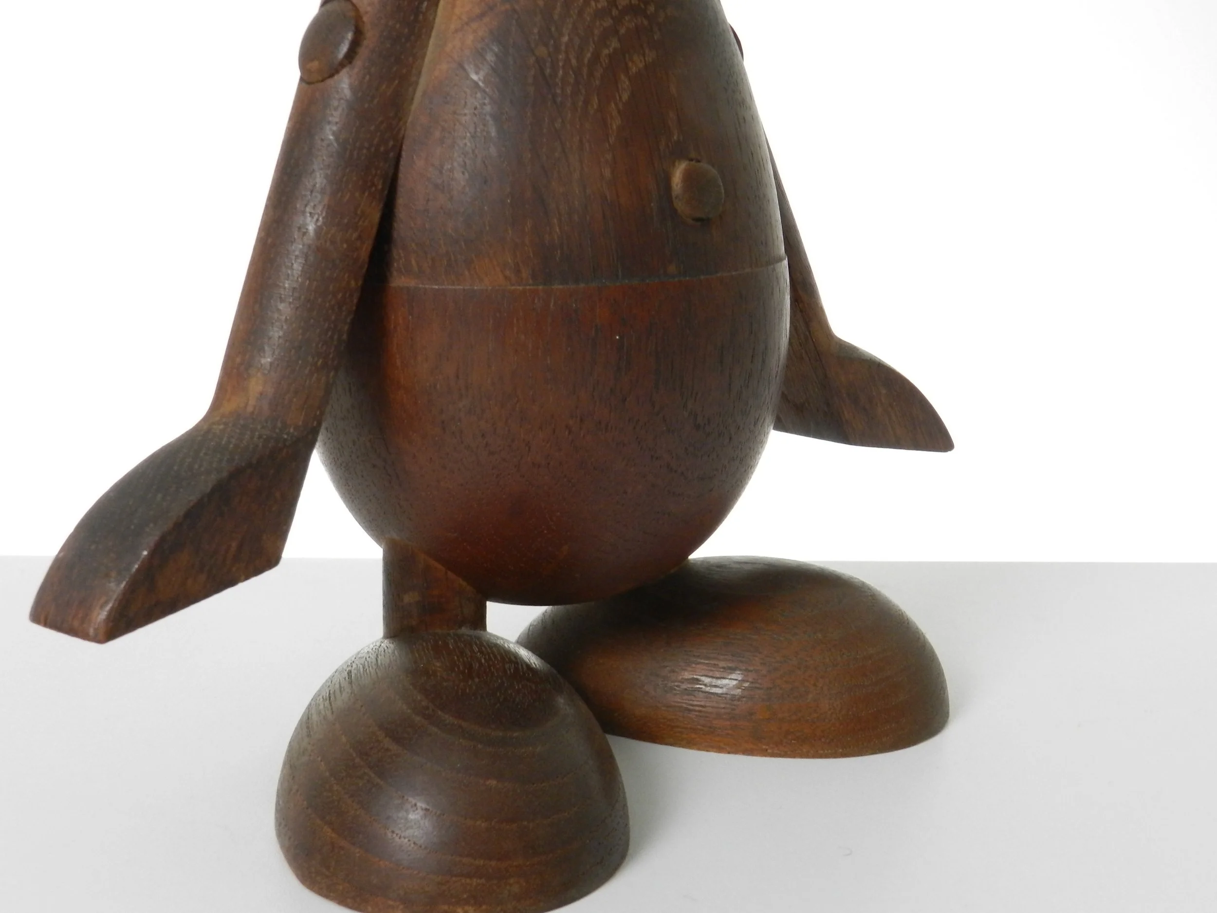 Large vintage “Strit” figure designed by Hans Bolling. In oak and teak.  Denmark, 1950s.