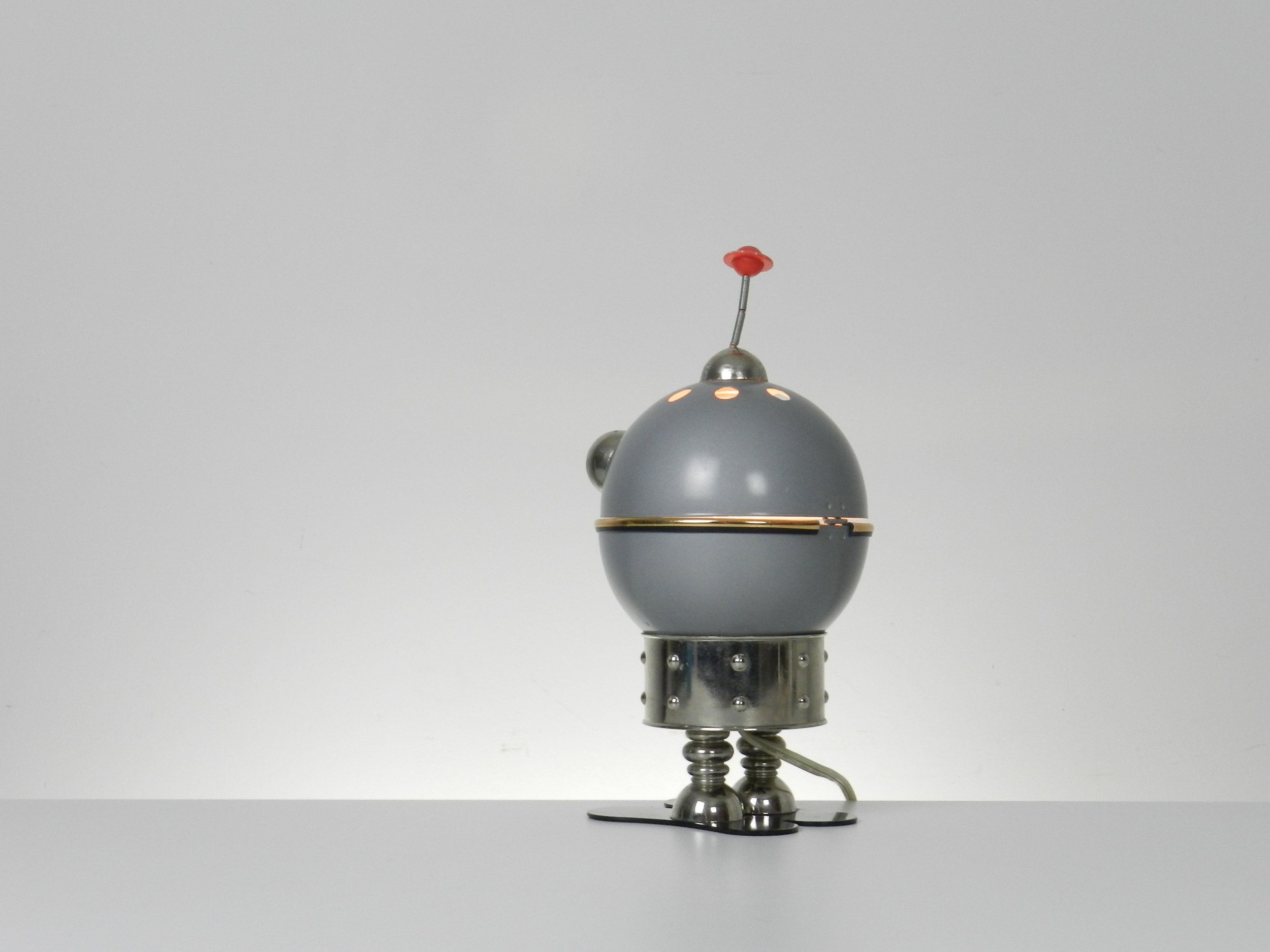 Space age robot lamp by Satco. Metal and plastic.  Italy, 1970s.