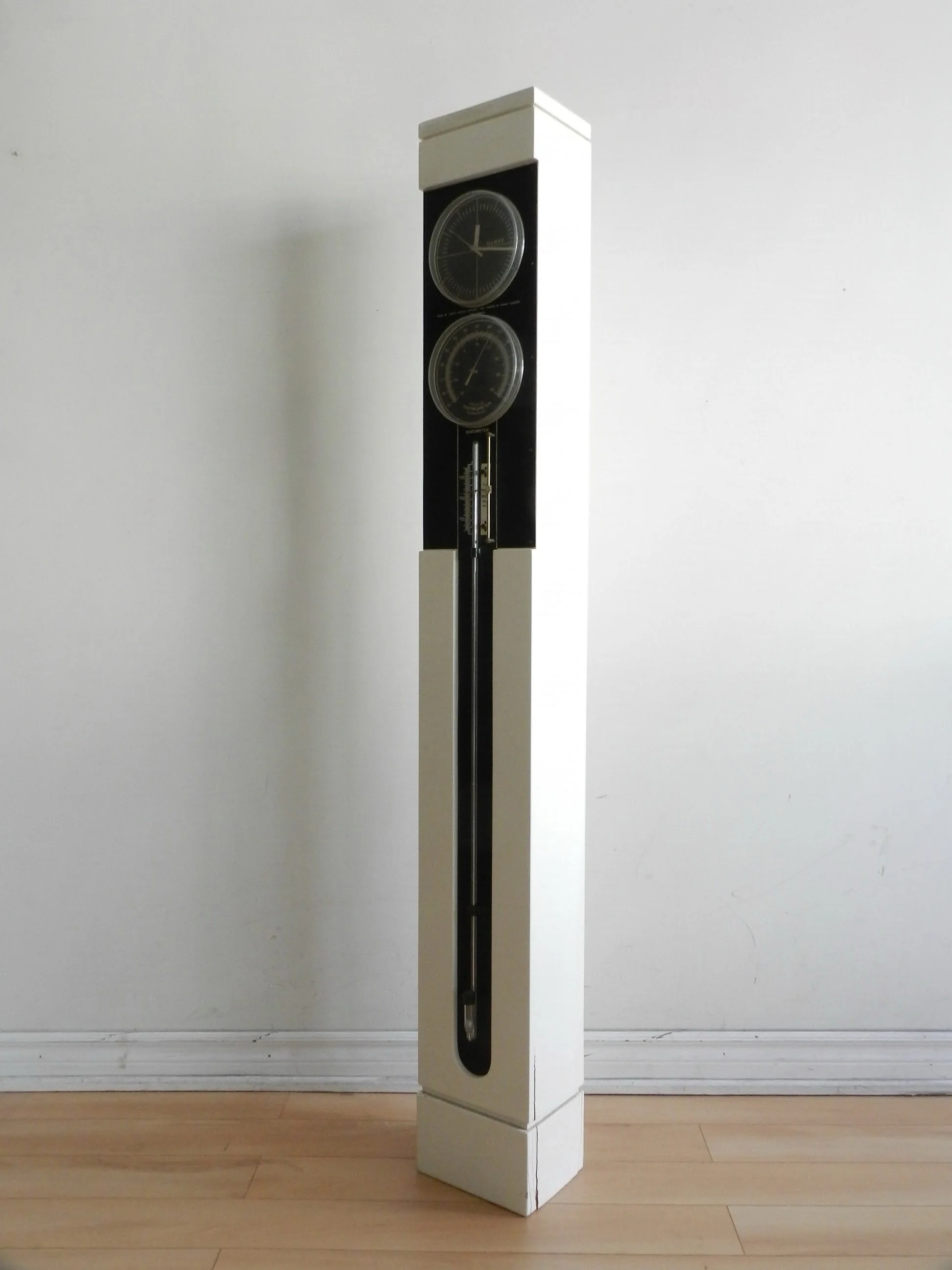 Modernist floor clock, thermometer and barometer designed by Franz T. Sartori for Turati.  Italy, 1960s.