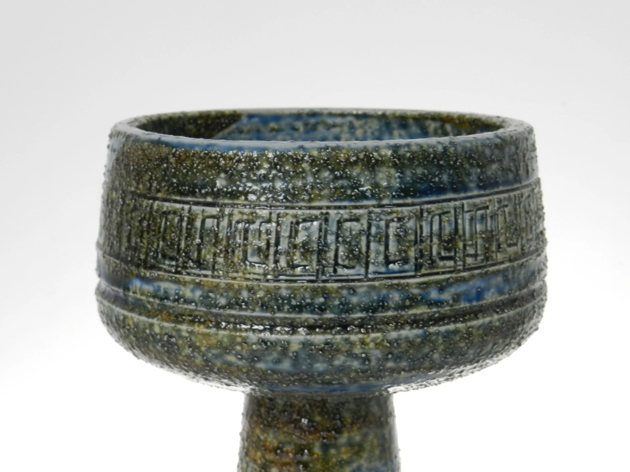 Brutalist ceramic pedestal bowl by Ikebana.  Japan, 1960s.