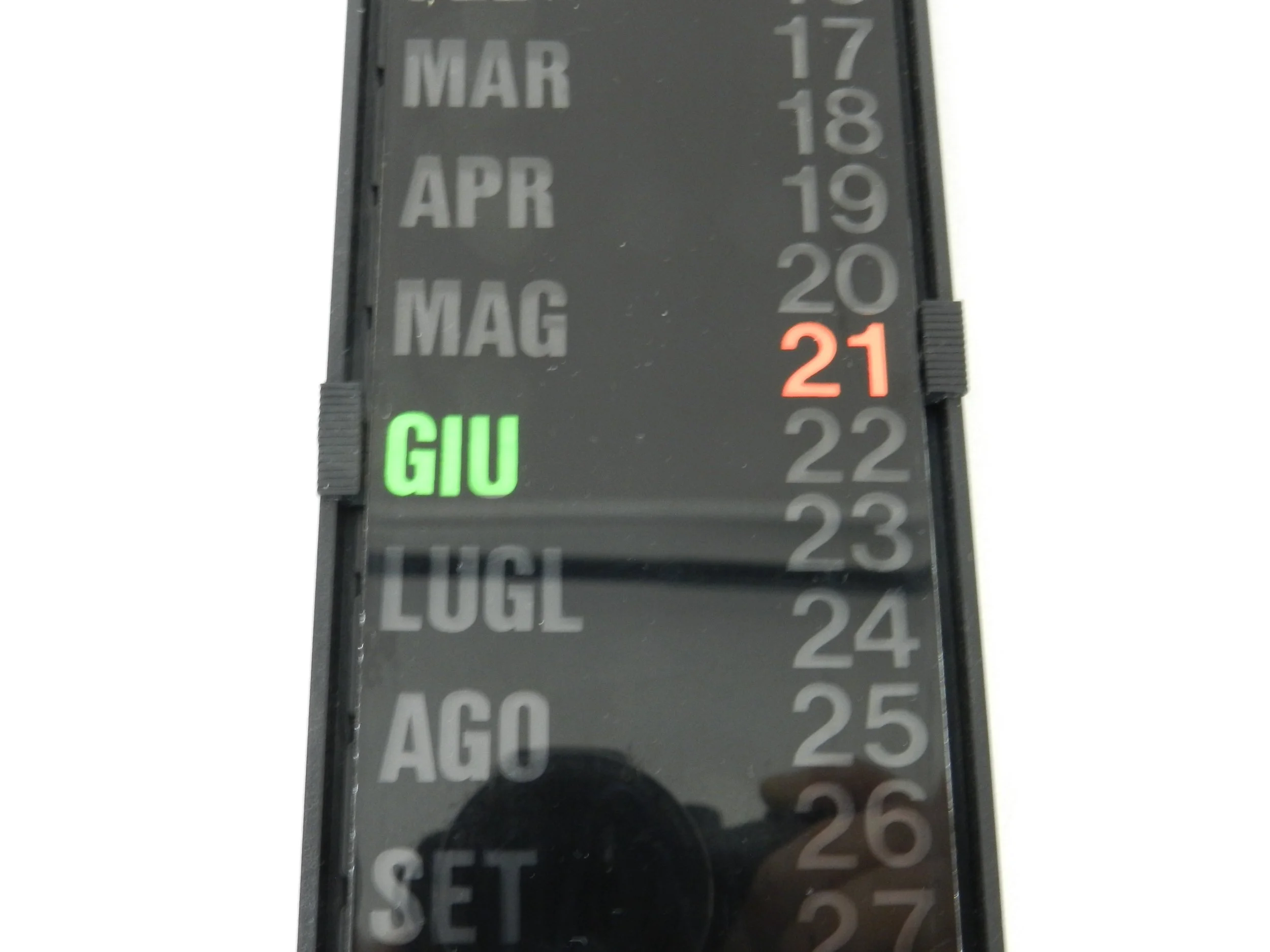 Post modern perpetual calendar in Italian.  circa 1980s.