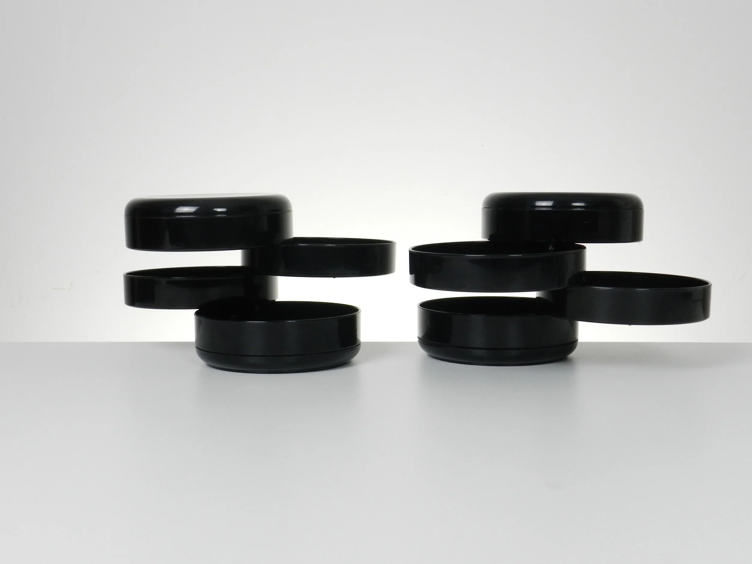 Rexite rotating desk organizers designed by Rino Pirovano.  Italy, design 1970s.