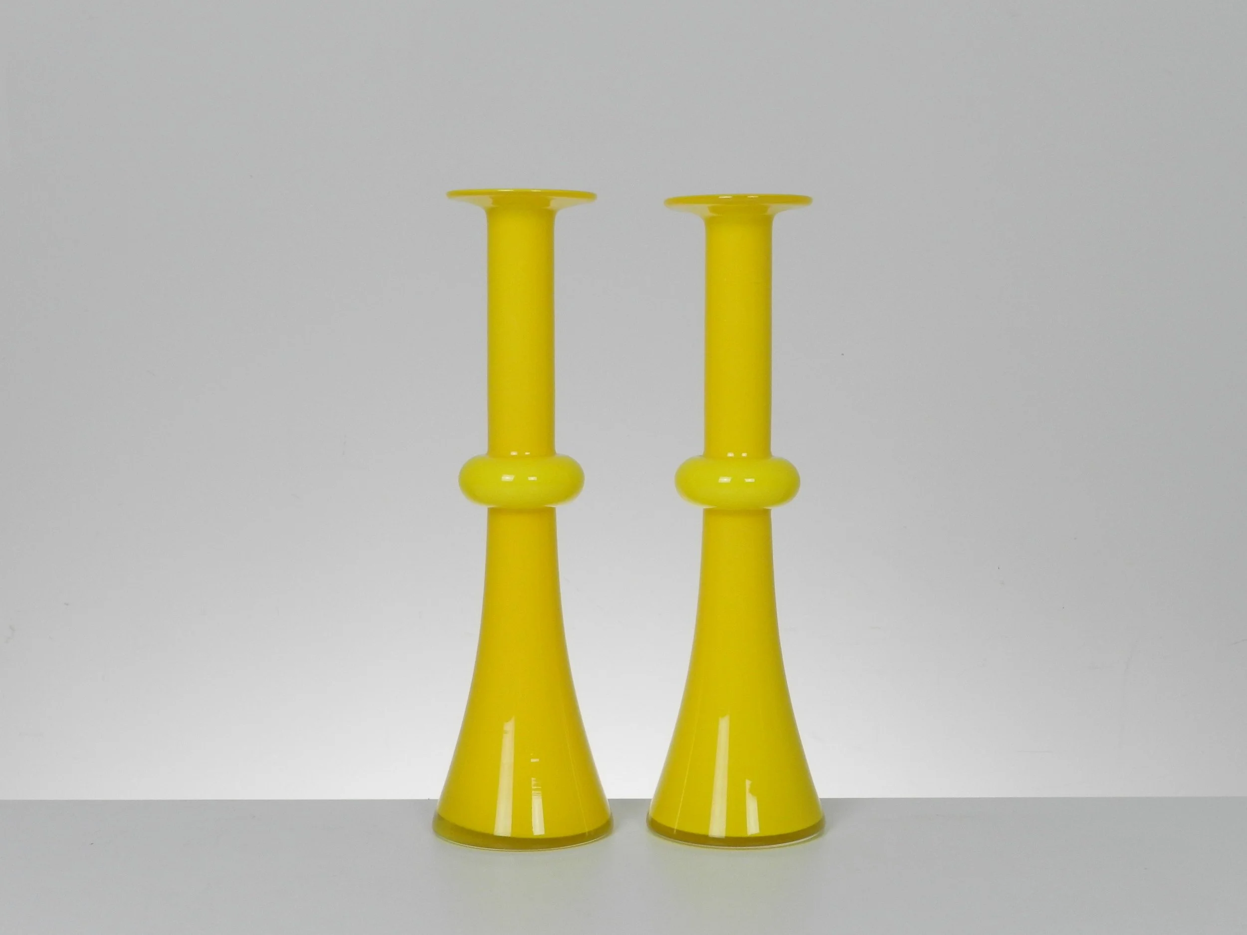Pair of Carnaby cased glass vases designed by Christer Holmgren for Holmegaard.  Denmark, 1960s.