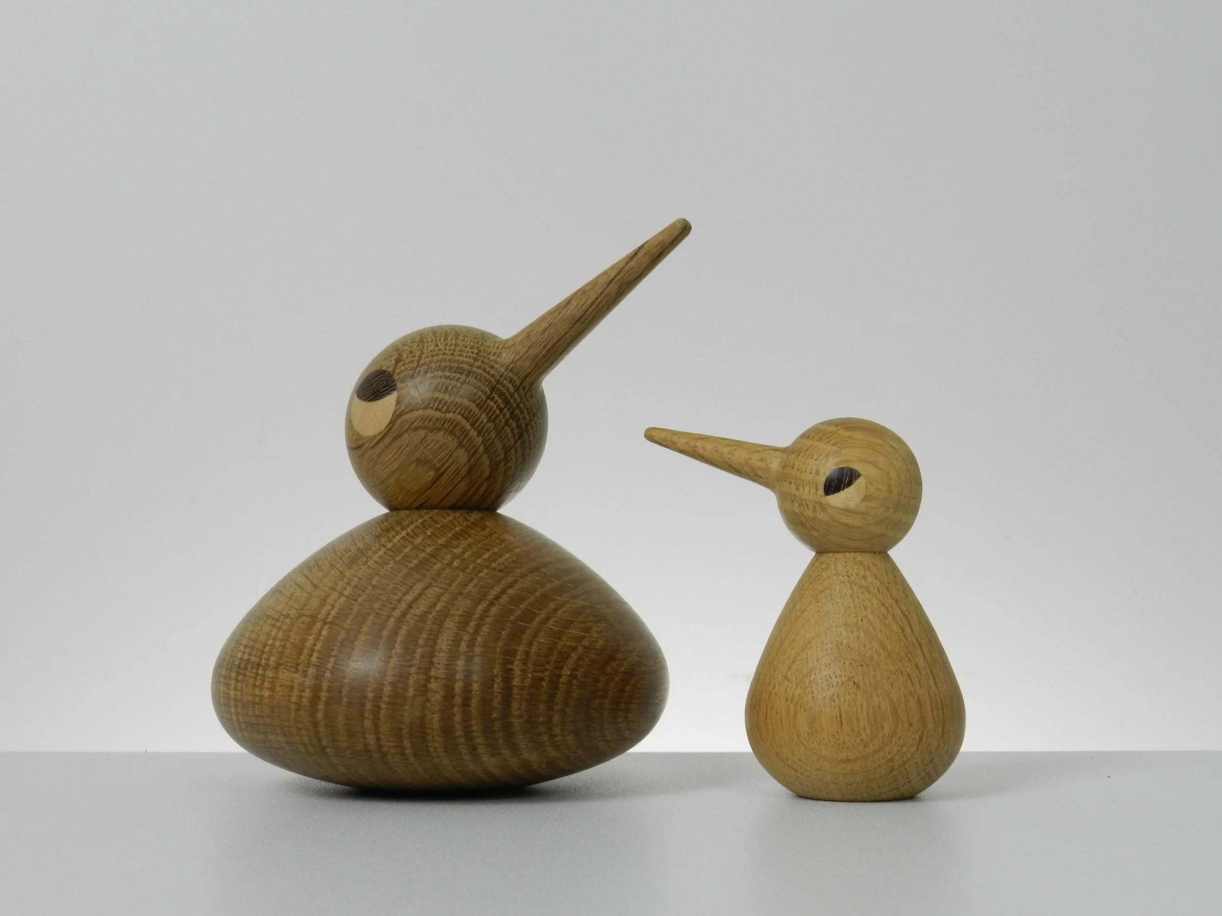 Pair of oak birds by designed by Kristian Vedel for Architectmade.  Denmark.