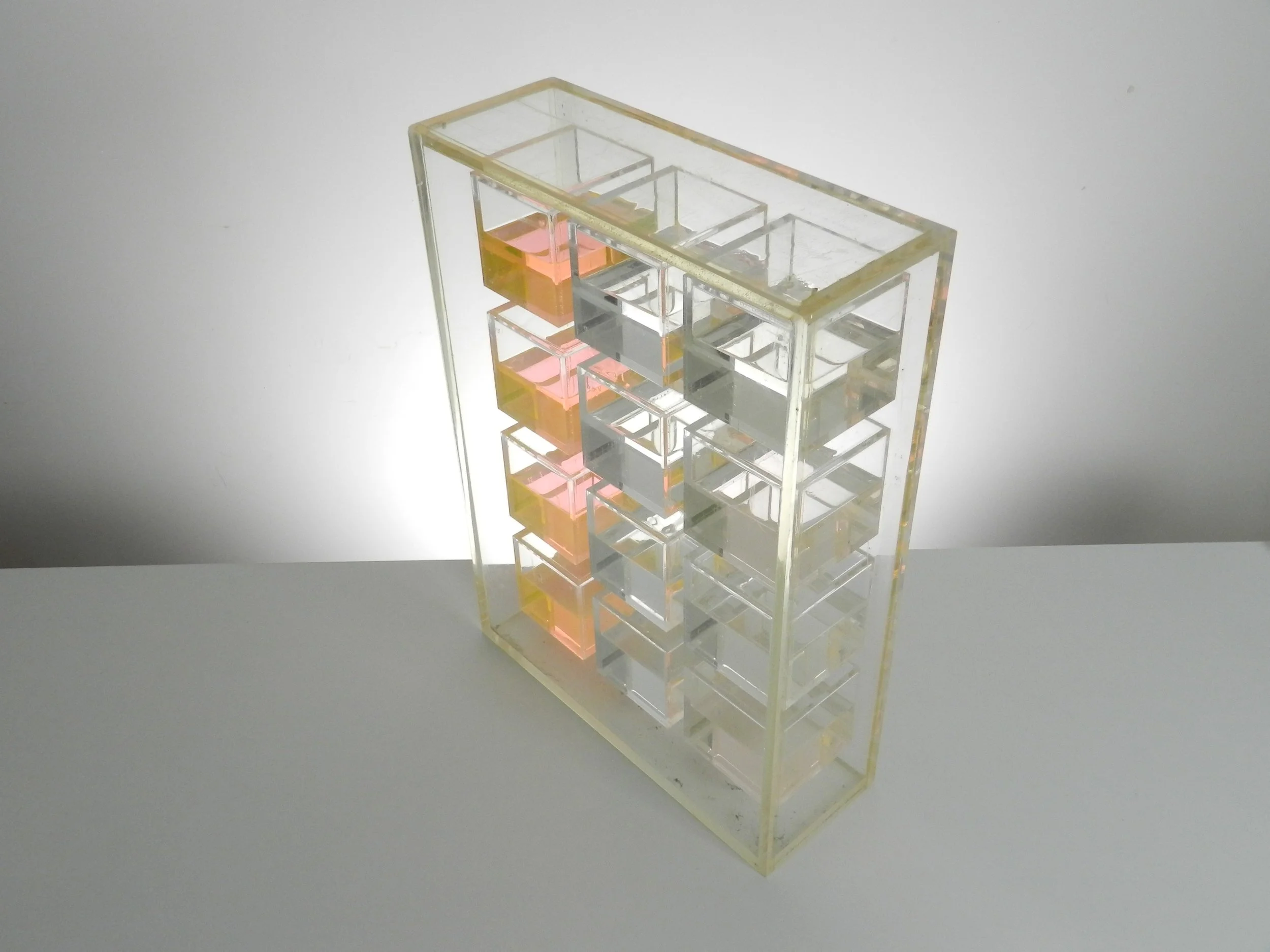 Large acrylic and liquid modernist sculpture. Unsigned, possibly by Michael Hayden.  Canada, 1970s.