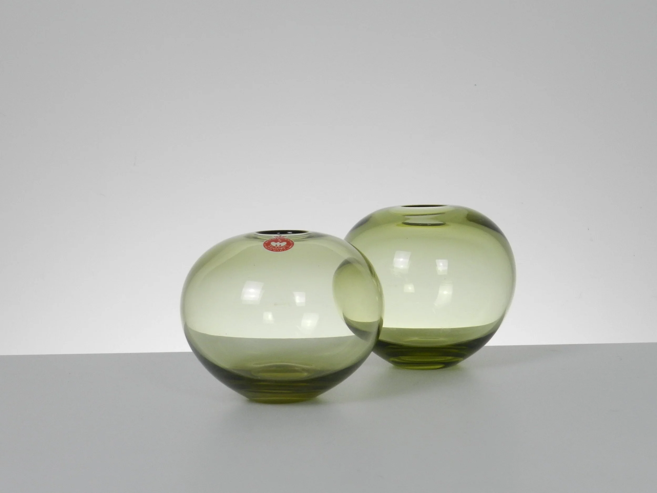 DPair of glass vases designed by Per Lutken for Holmegaard. Signed and dated 1959.  Denmark, 1950.