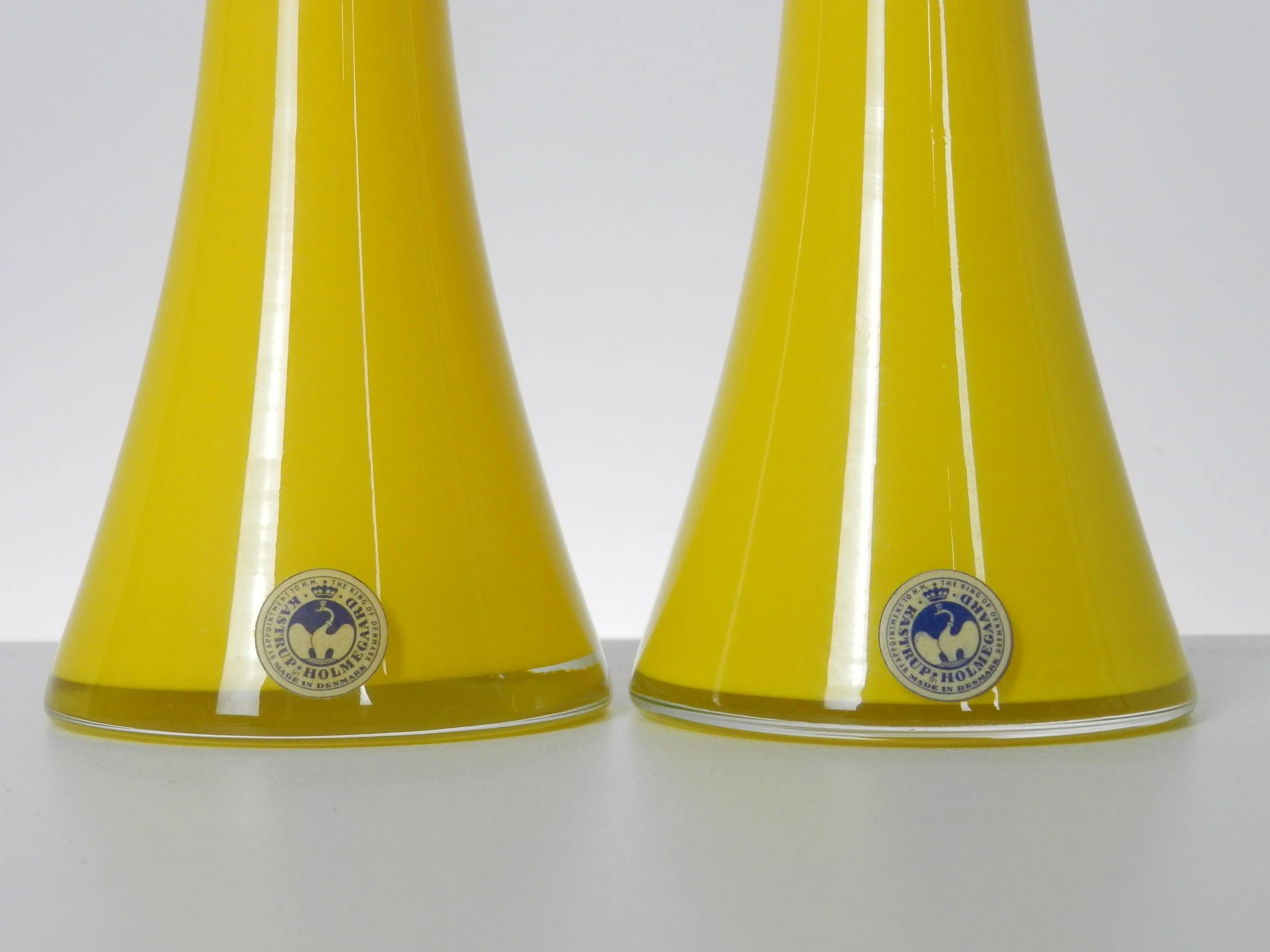 Pair of Carnaby cased glass vases designed by Christer Holmgren for Holmegaard.  Denmark, 1960s.