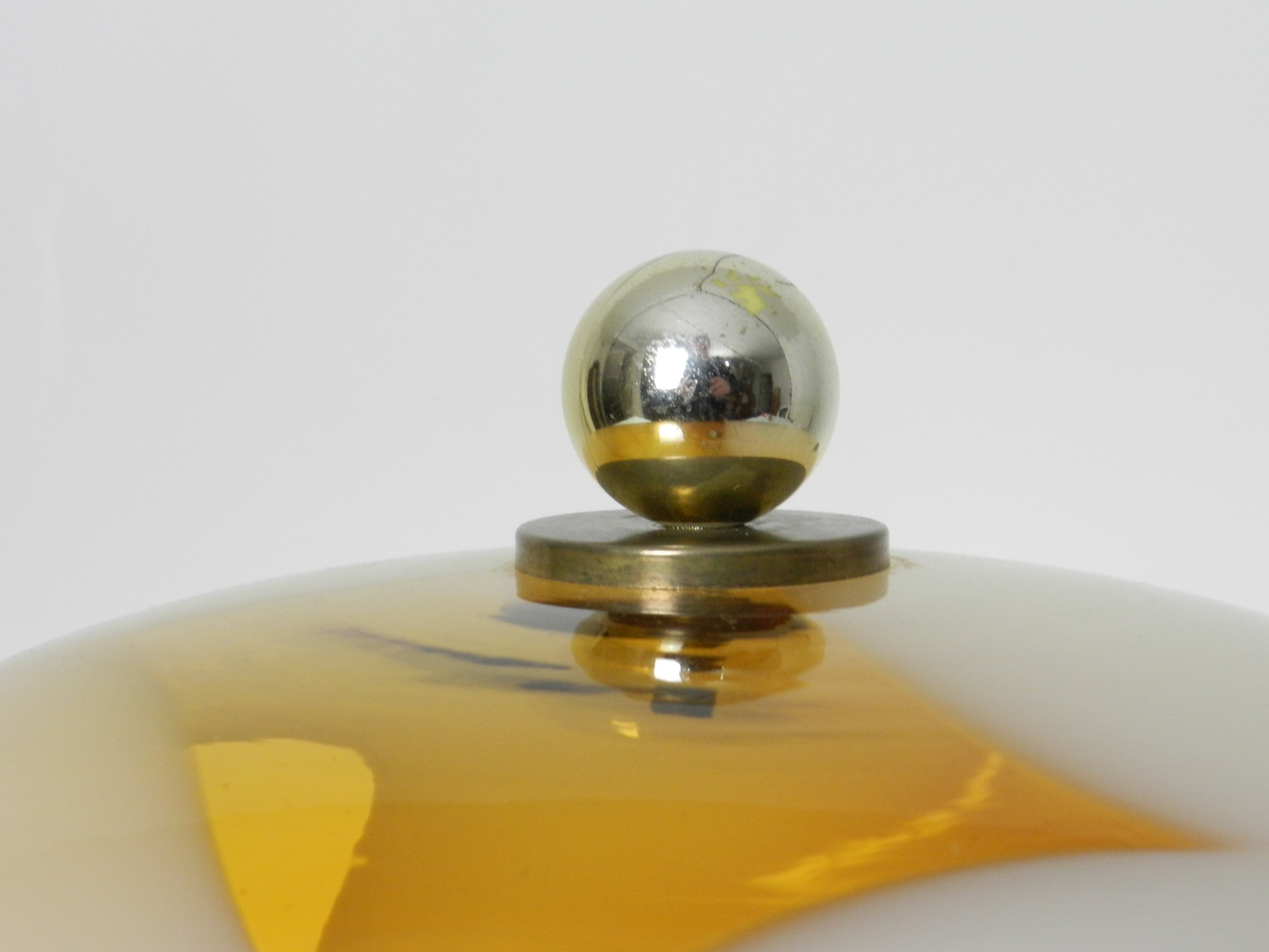 Large Murano glass table lamp on brass and marble base.  Italy, 1960s.