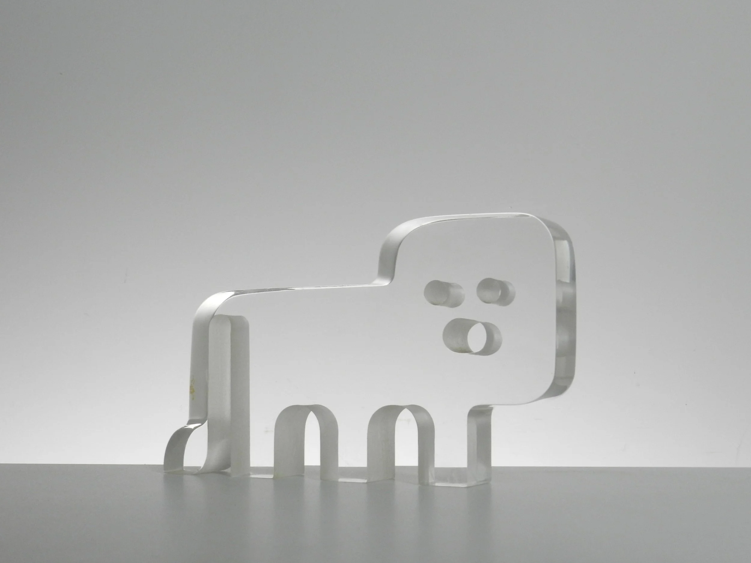 Lucite lion designed by Silvio Russo for Guzzini.  Italy, 1970s.