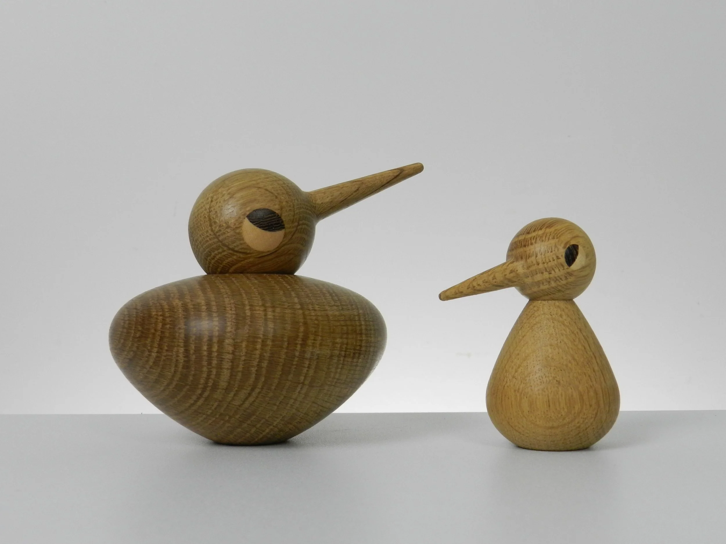 Pair of oak birds by designed by Kristian Vedel for Architectmade.  Denmark.
