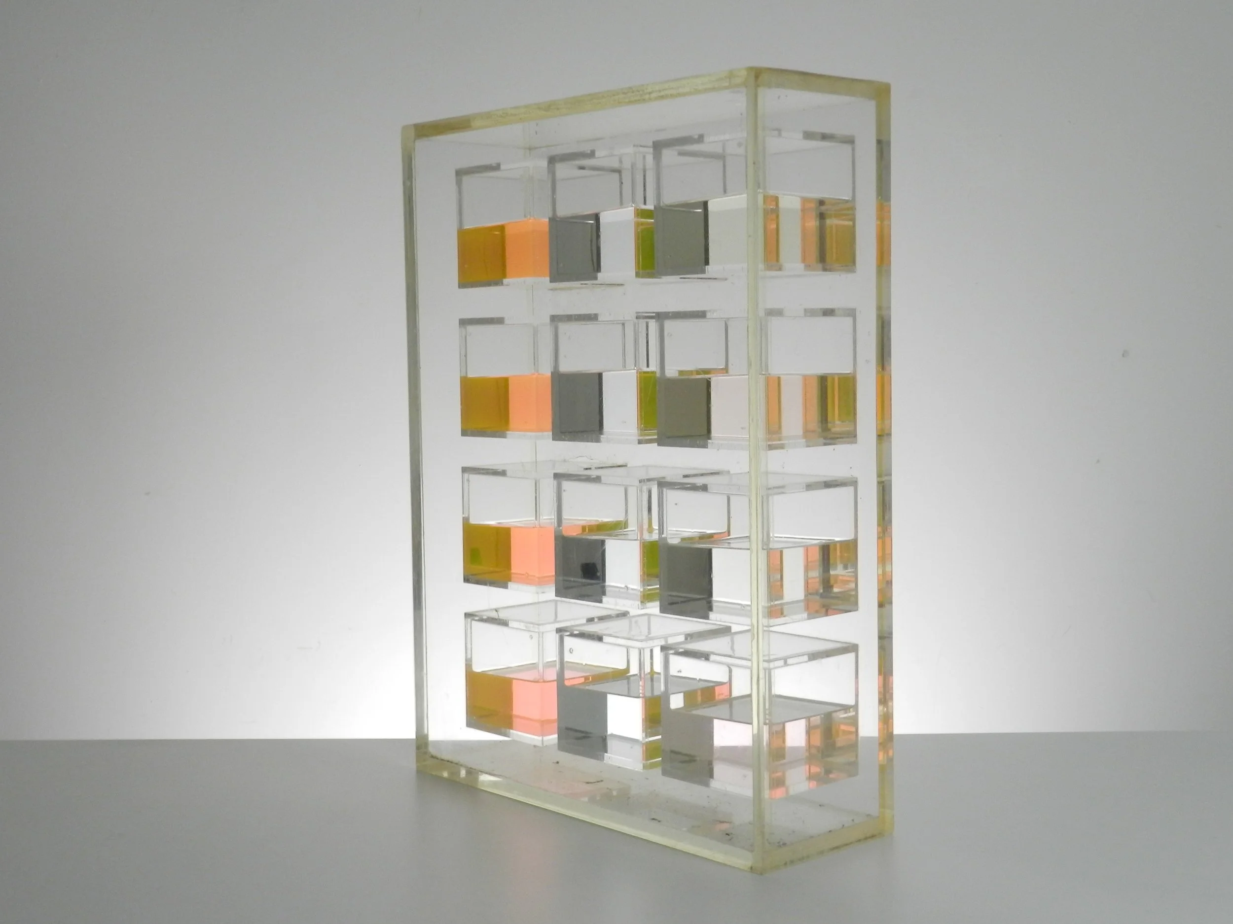 Large acrylic and liquid modernist sculpture. Unsigned, possibly by Michael Hayden.  Canada, 1970s.