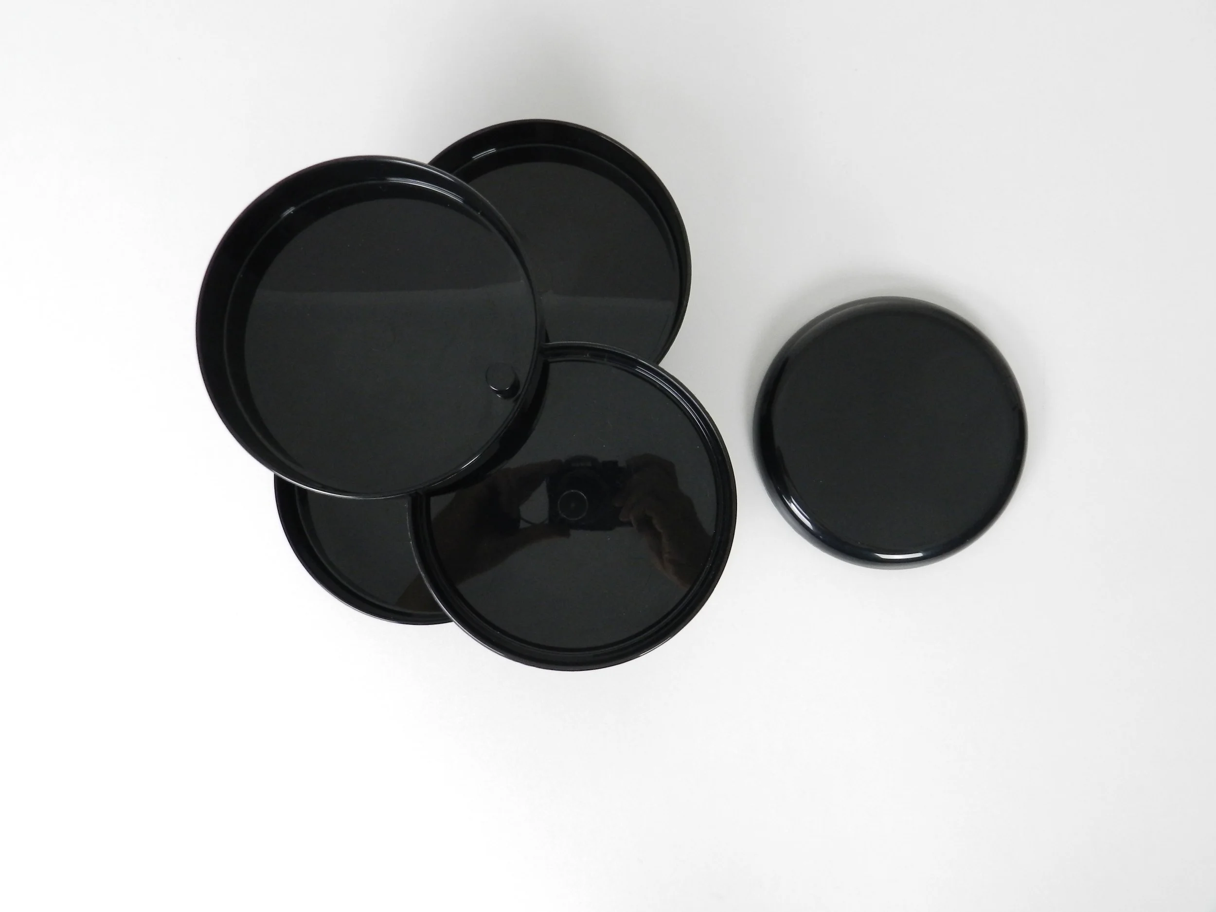 Rexite rotating desk organizers designed by Rino Pirovano.  Italy, design 1970s.