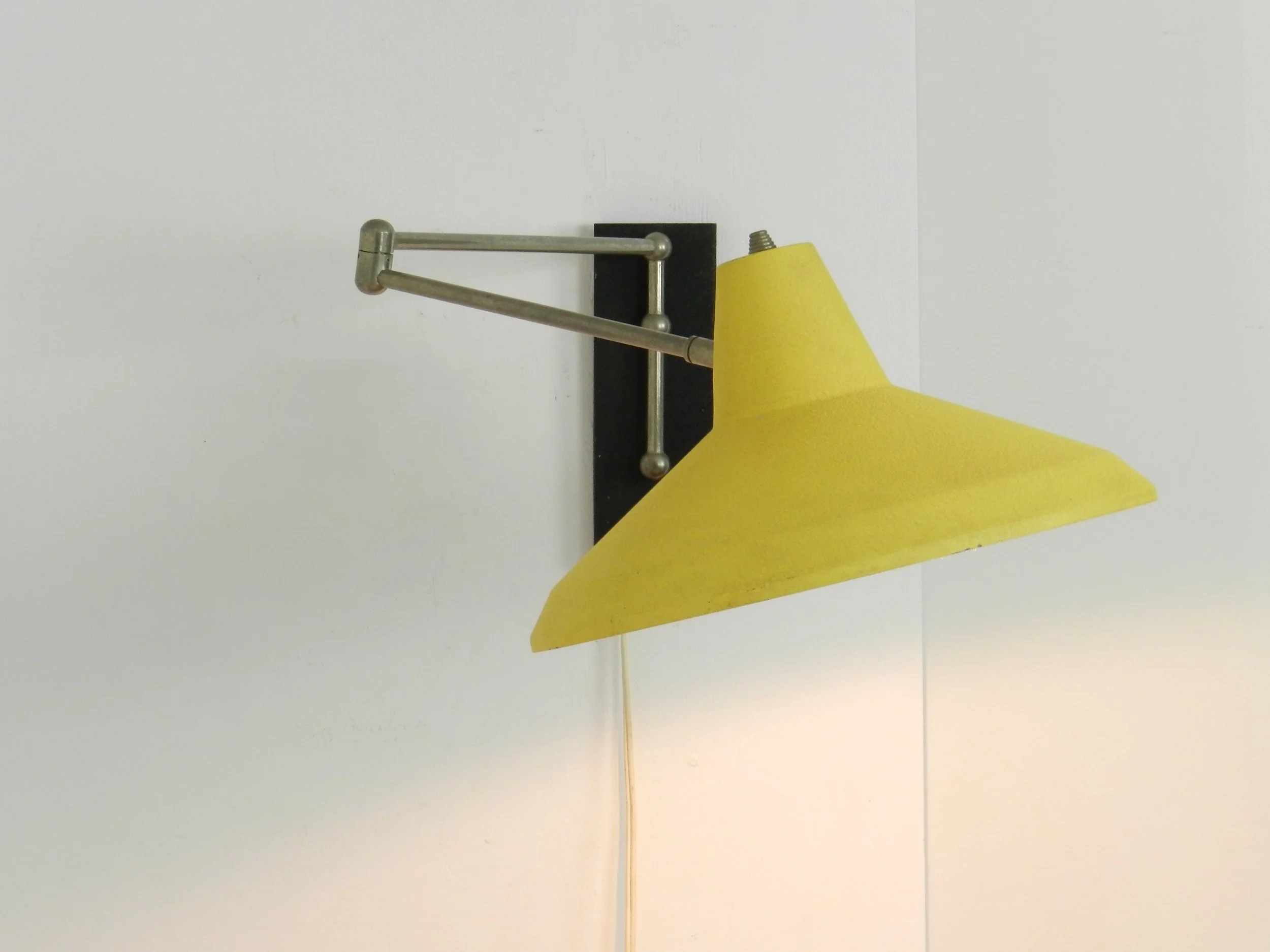 Mid century articulating wall lamp, possibly by Philips.  Netherlands, 1960s.