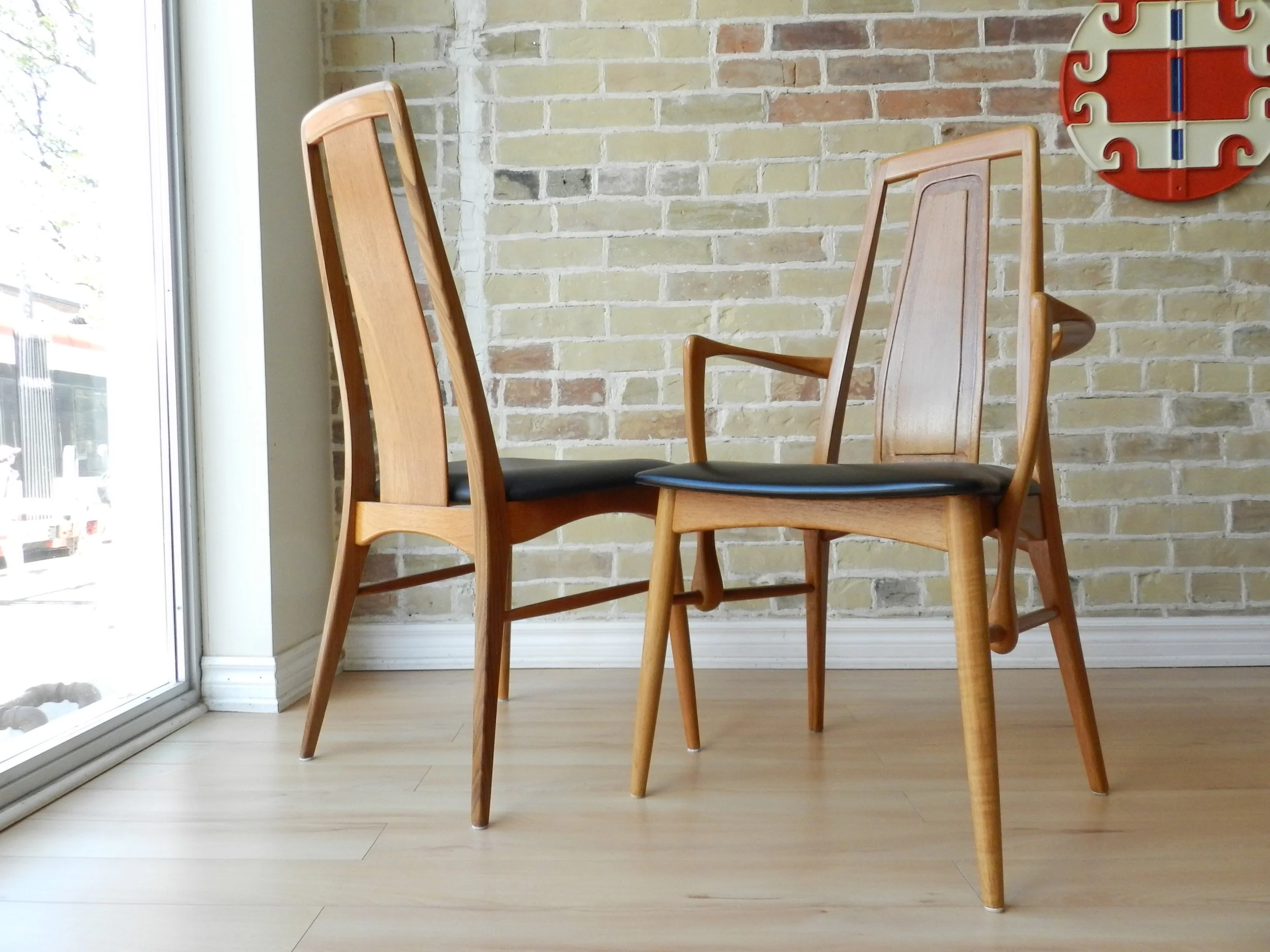 Set of 4 teak highback dining chairs designed by Niels Koefoed for Koefoed Hornslet.  Denmark, 1960s.