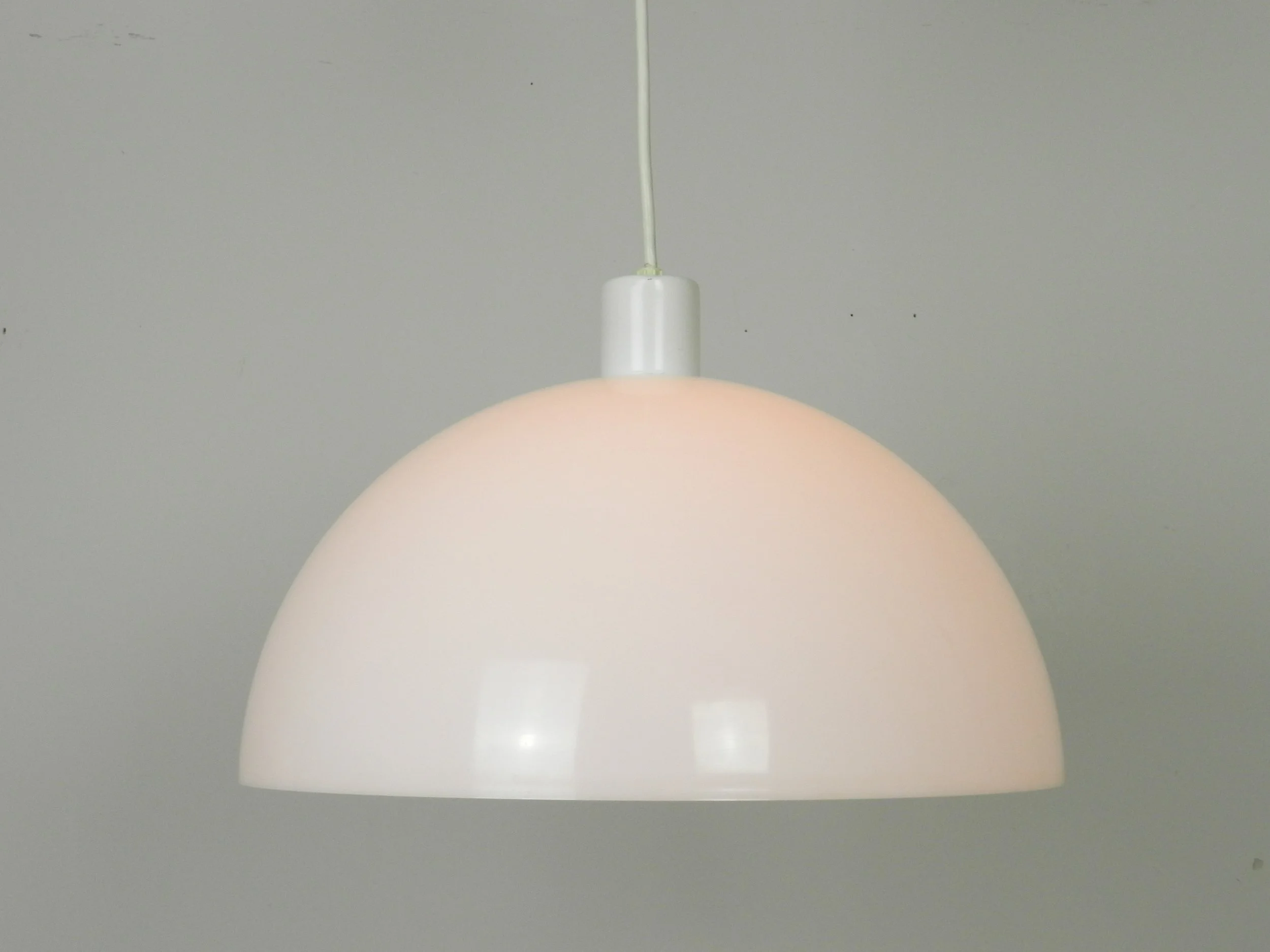 Vintage dome pendant lamp in plastic.  circa 1970s.