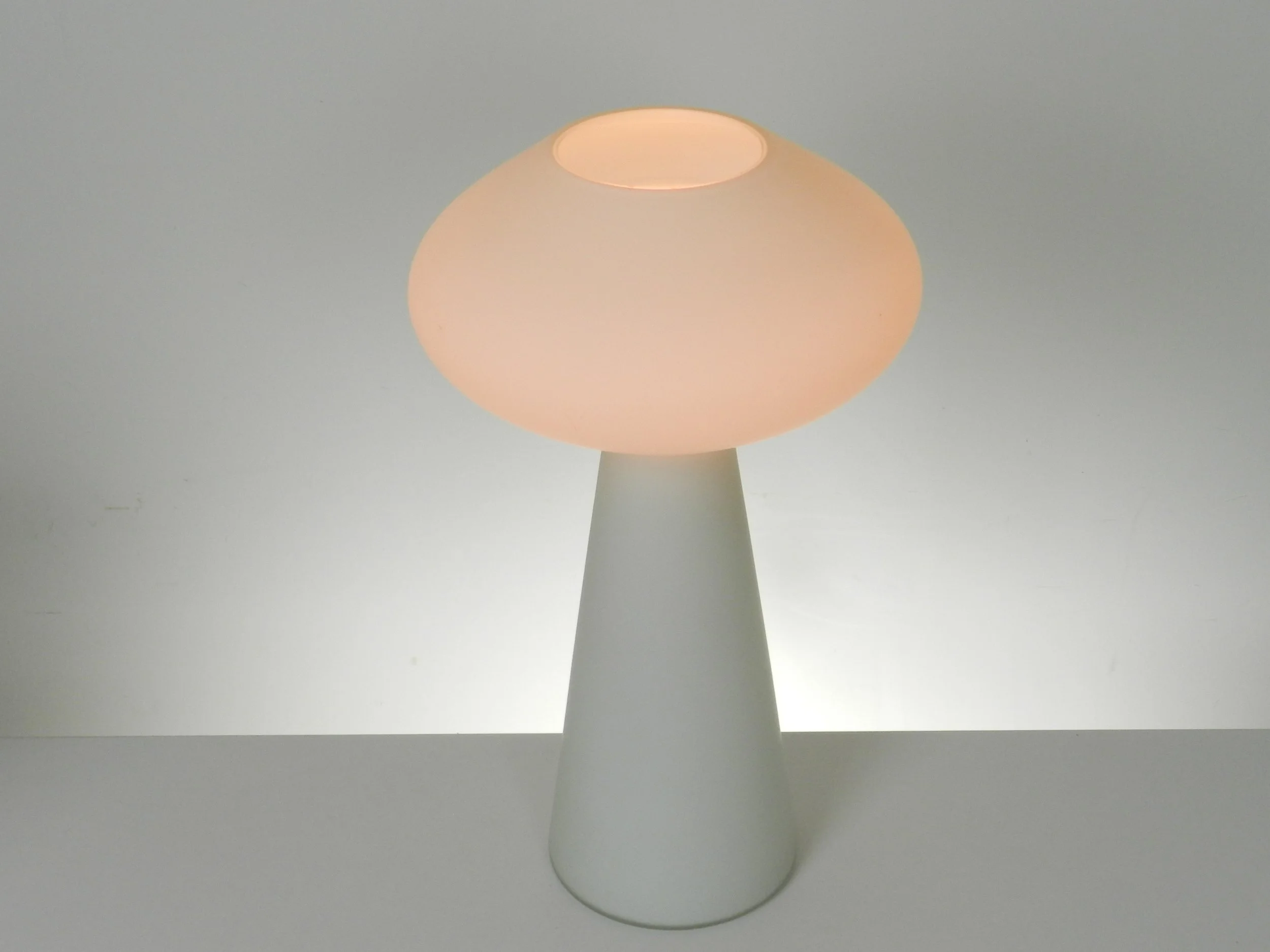 TTall opaline glass lamp designed by Lisa Johansen-Pape.   Finland, 1960s.