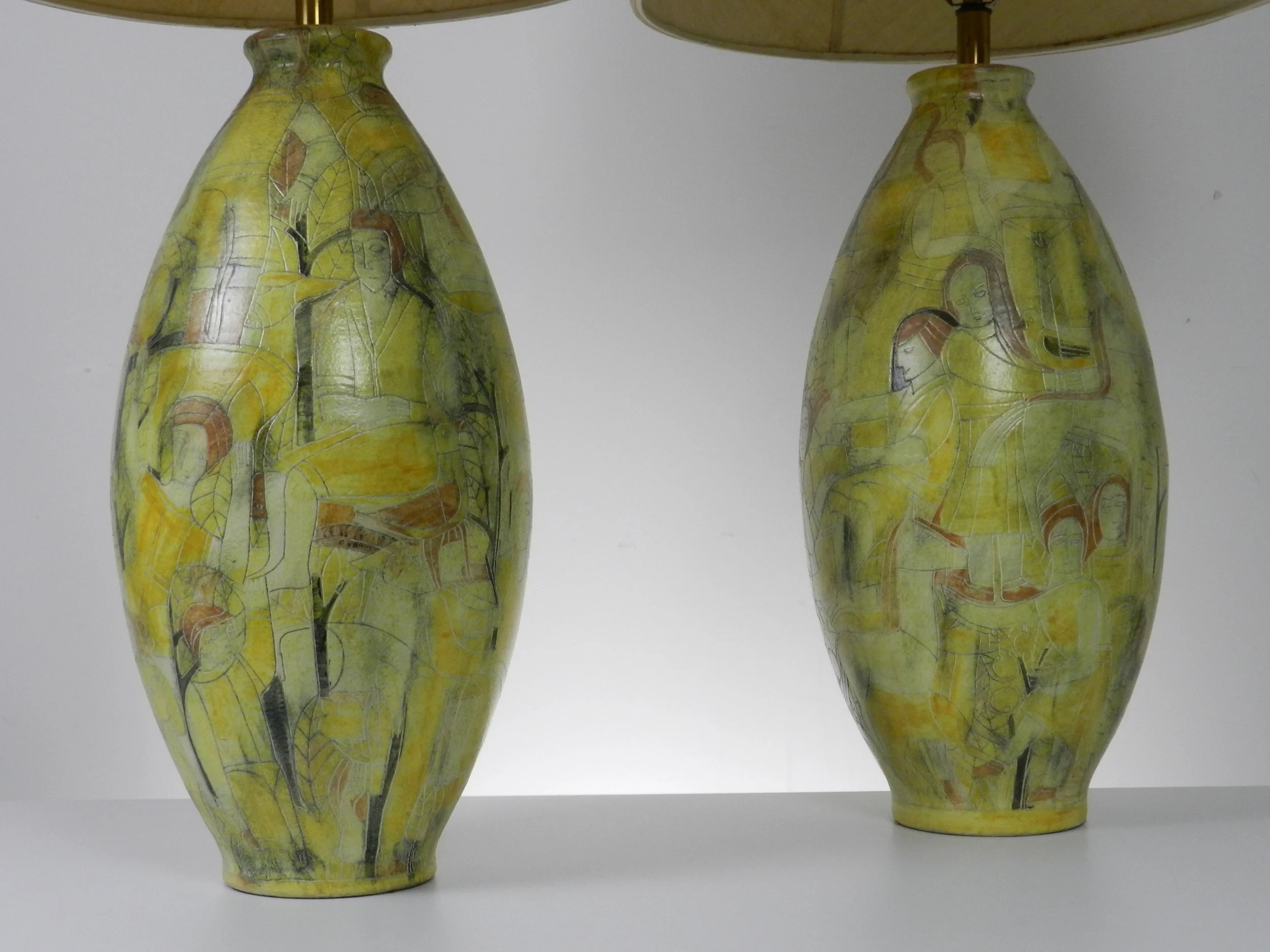 Pair of monumental pottery lamps by Susan and Theo Harlander for Brooklin Co.  Canada, 1960s.