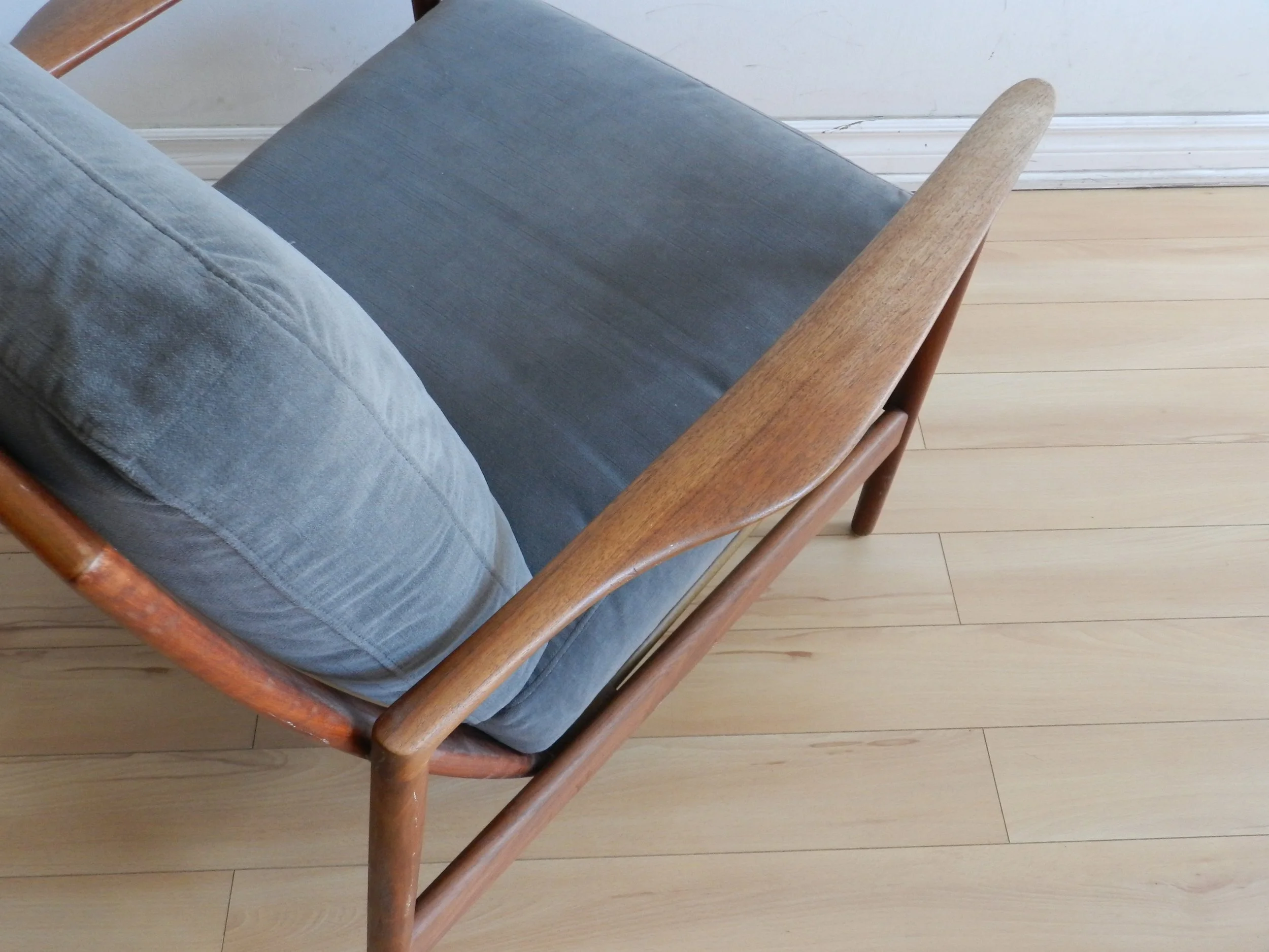 Teak lounge chair designed by Ib Kofod Larsen for Selig.  Denmark, 1960s.