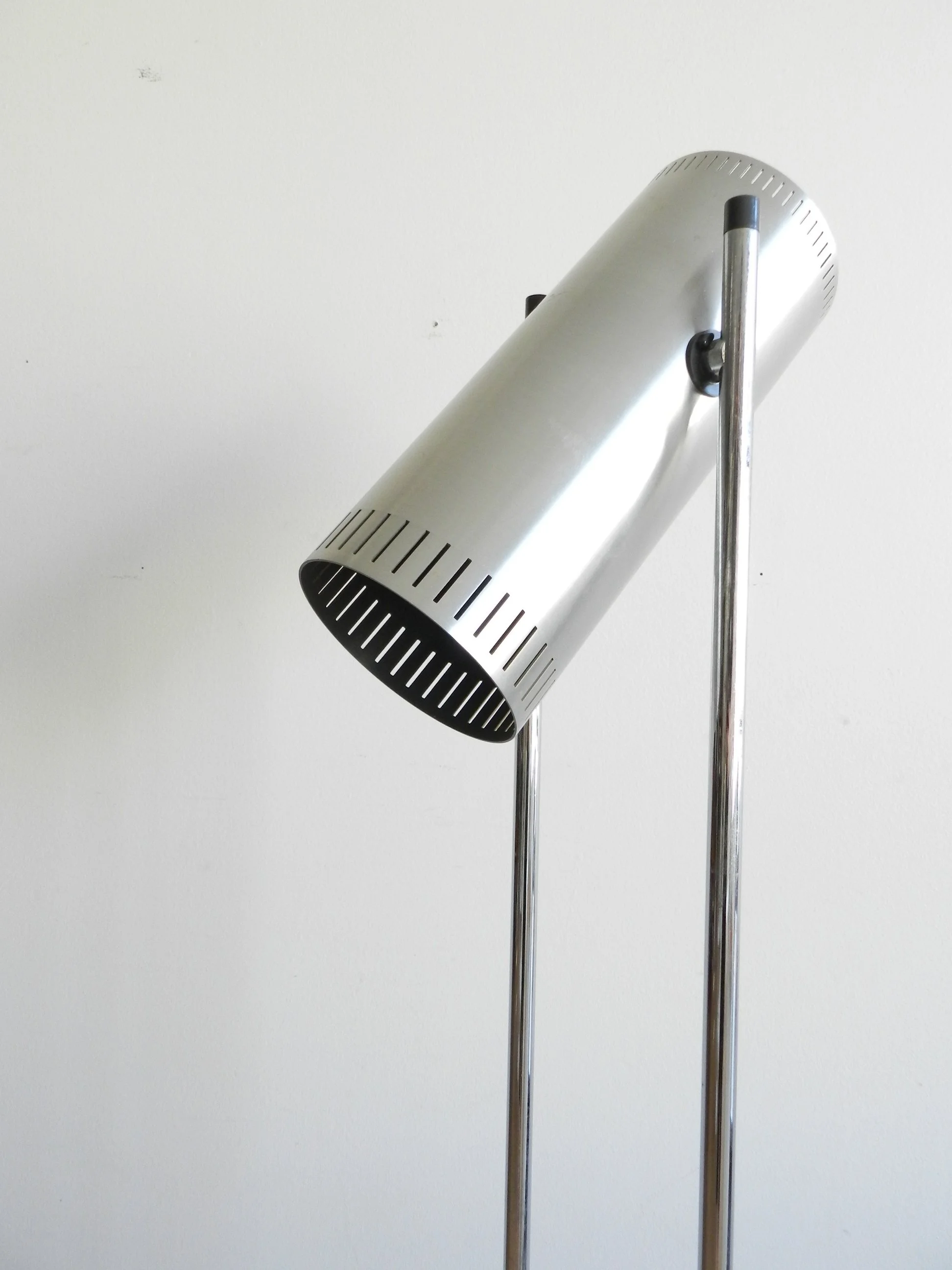 Trombone floor lamp designed by Jo Hammerborg for Fog and Morup.  Denmark, 1960s.